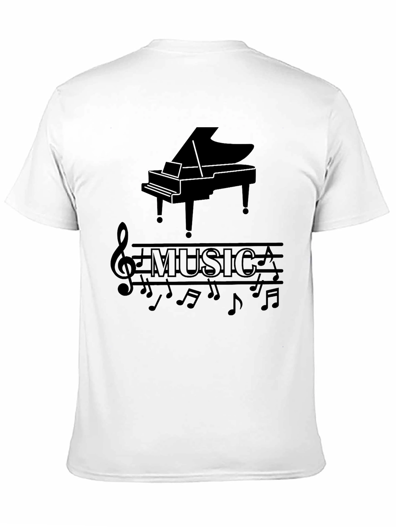 Musical Piano Graphic Print Black T-Shirt