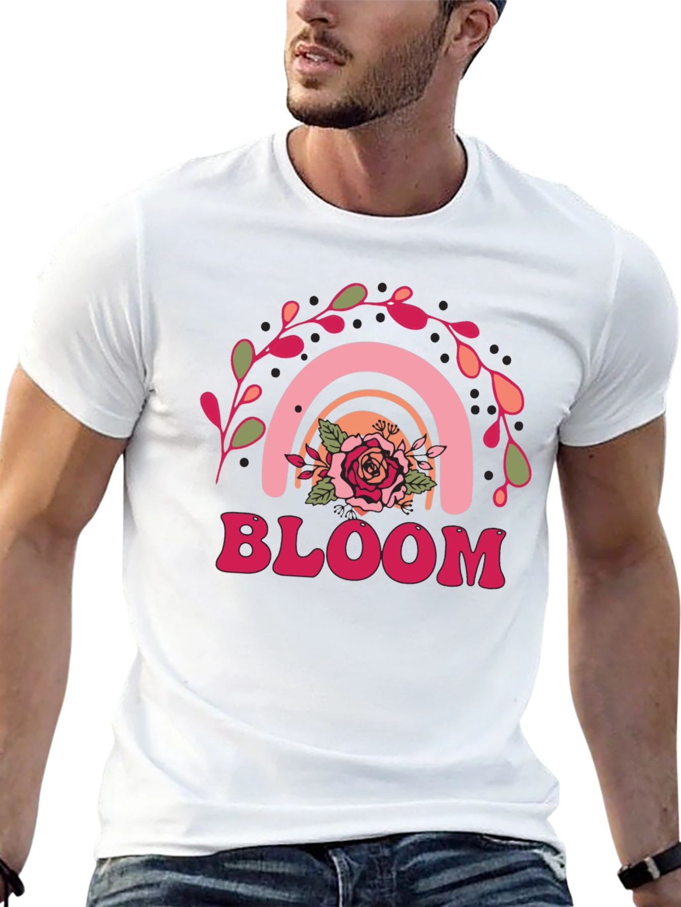 Bloom Rainbow Graphic Tee - Retro Style