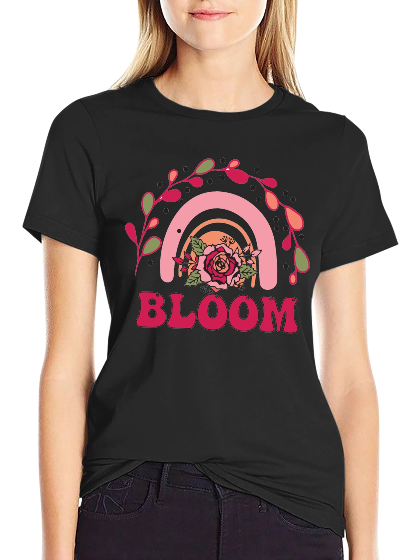 Bloom Rainbow Graphic Tee - Retro Style