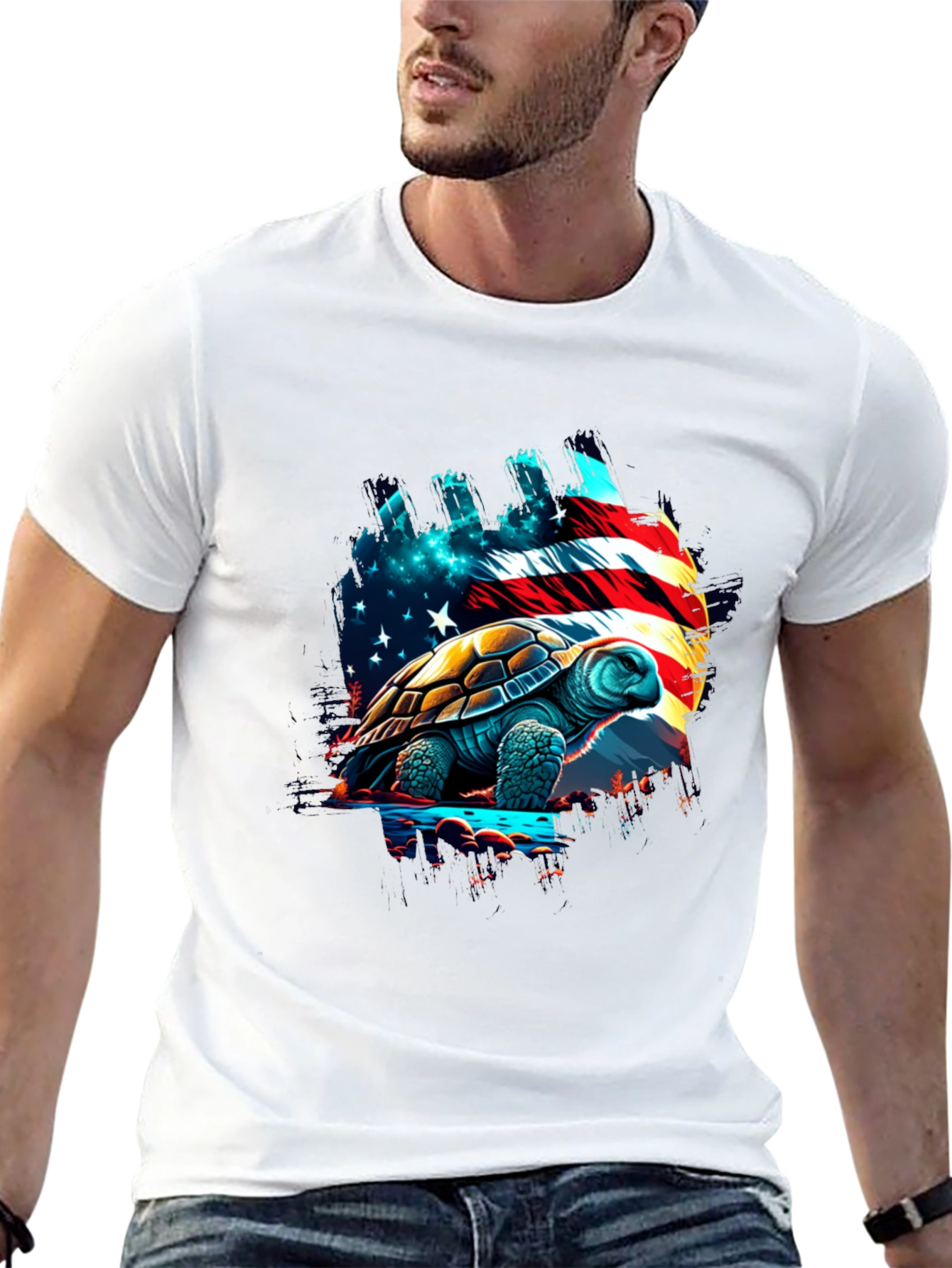 Patriotic Turtle T-Shirt: USA Flag Design