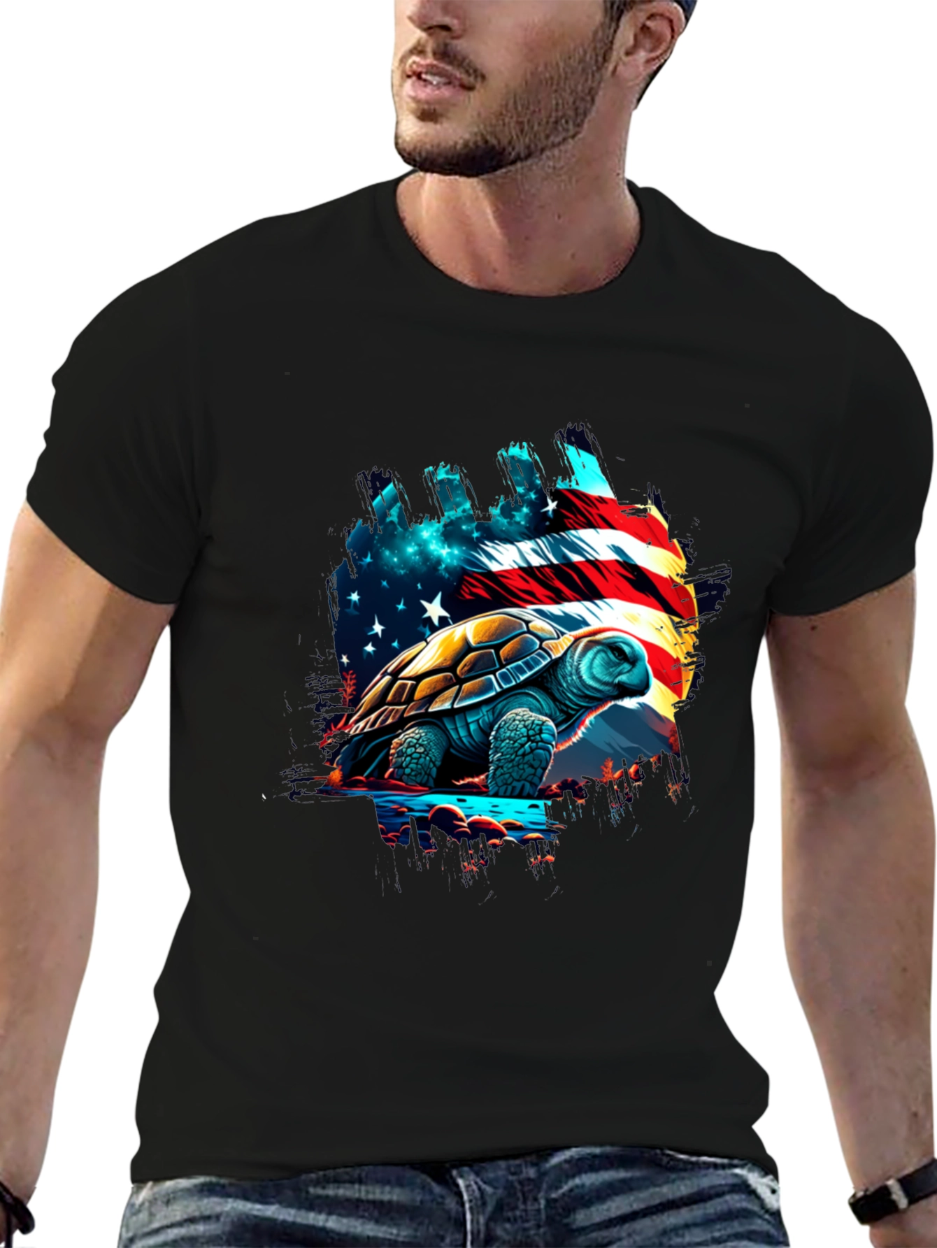 Patriotic Turtle T-Shirt: USA Flag Design