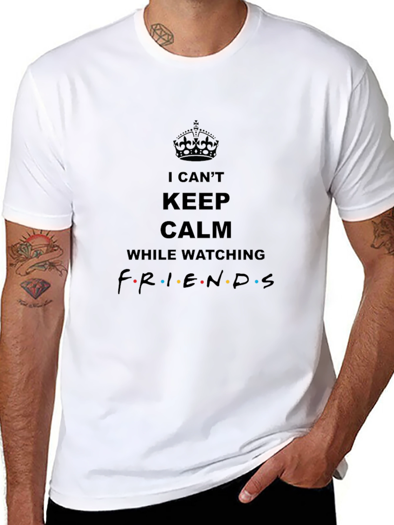 Keep Calm Friends T-Shirt Black Cotton