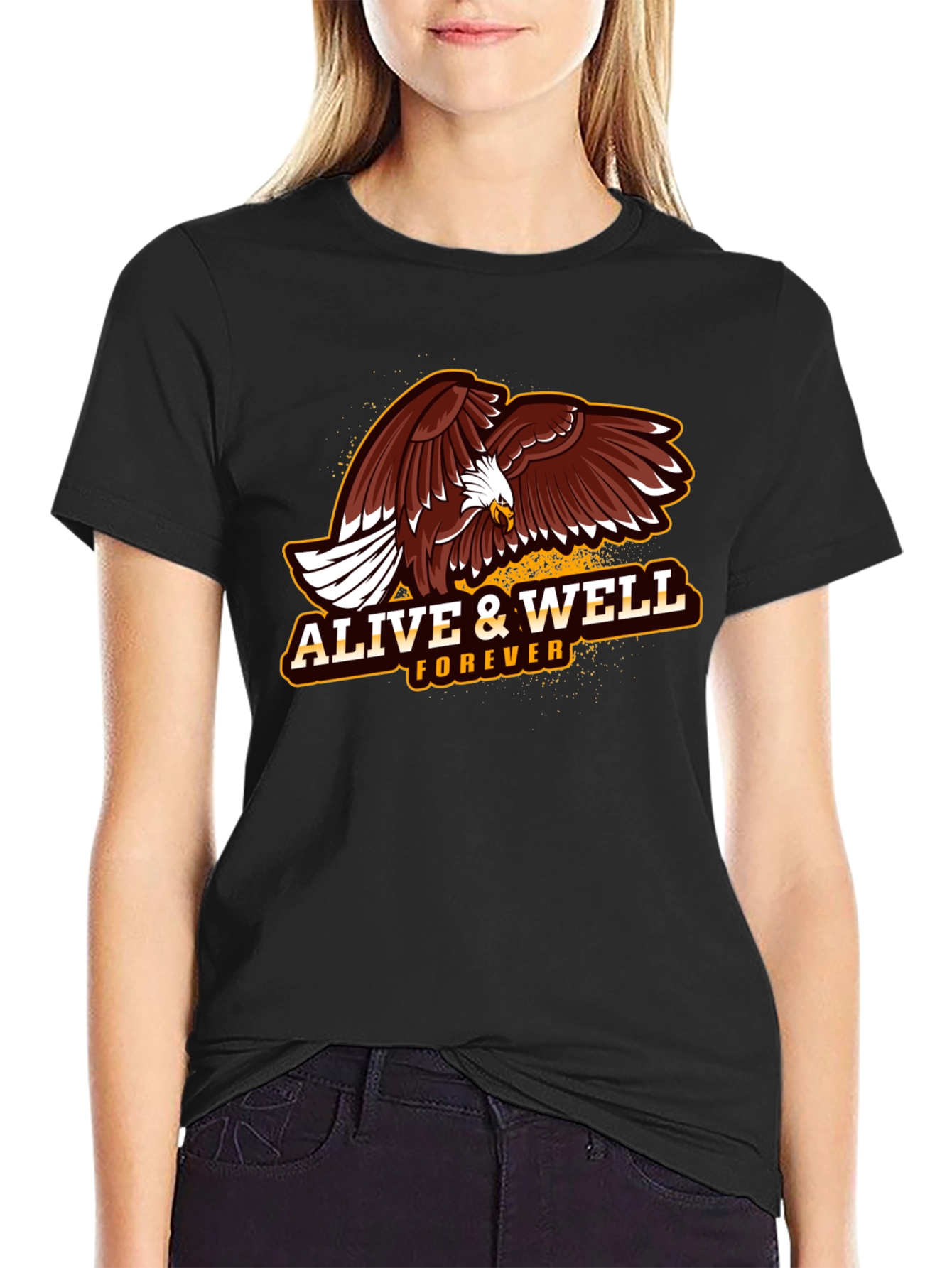 Alive & Well Eagle Graphic T-Shirt - Black