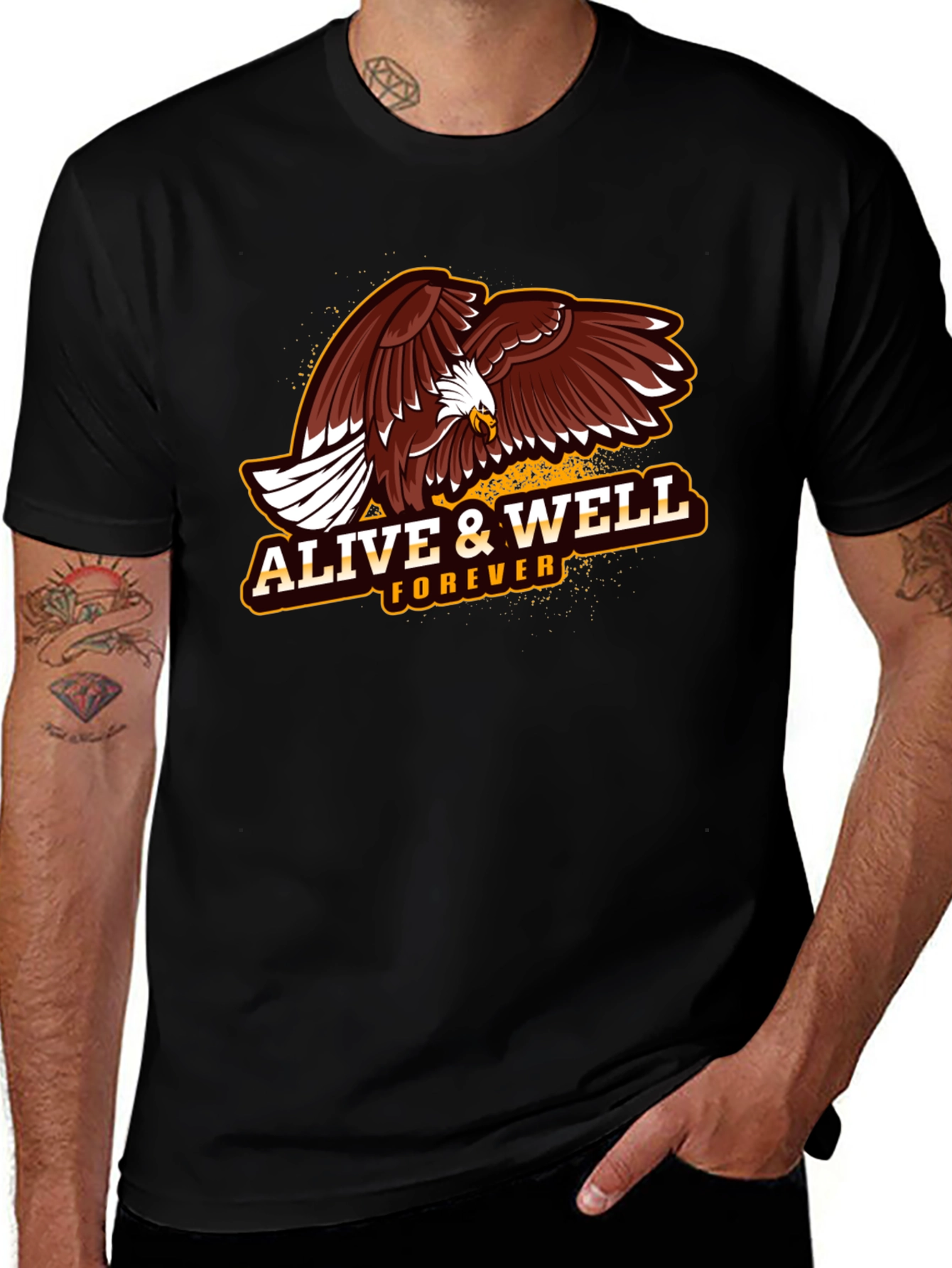 Alive & Well Eagle Graphic T-Shirt - Black