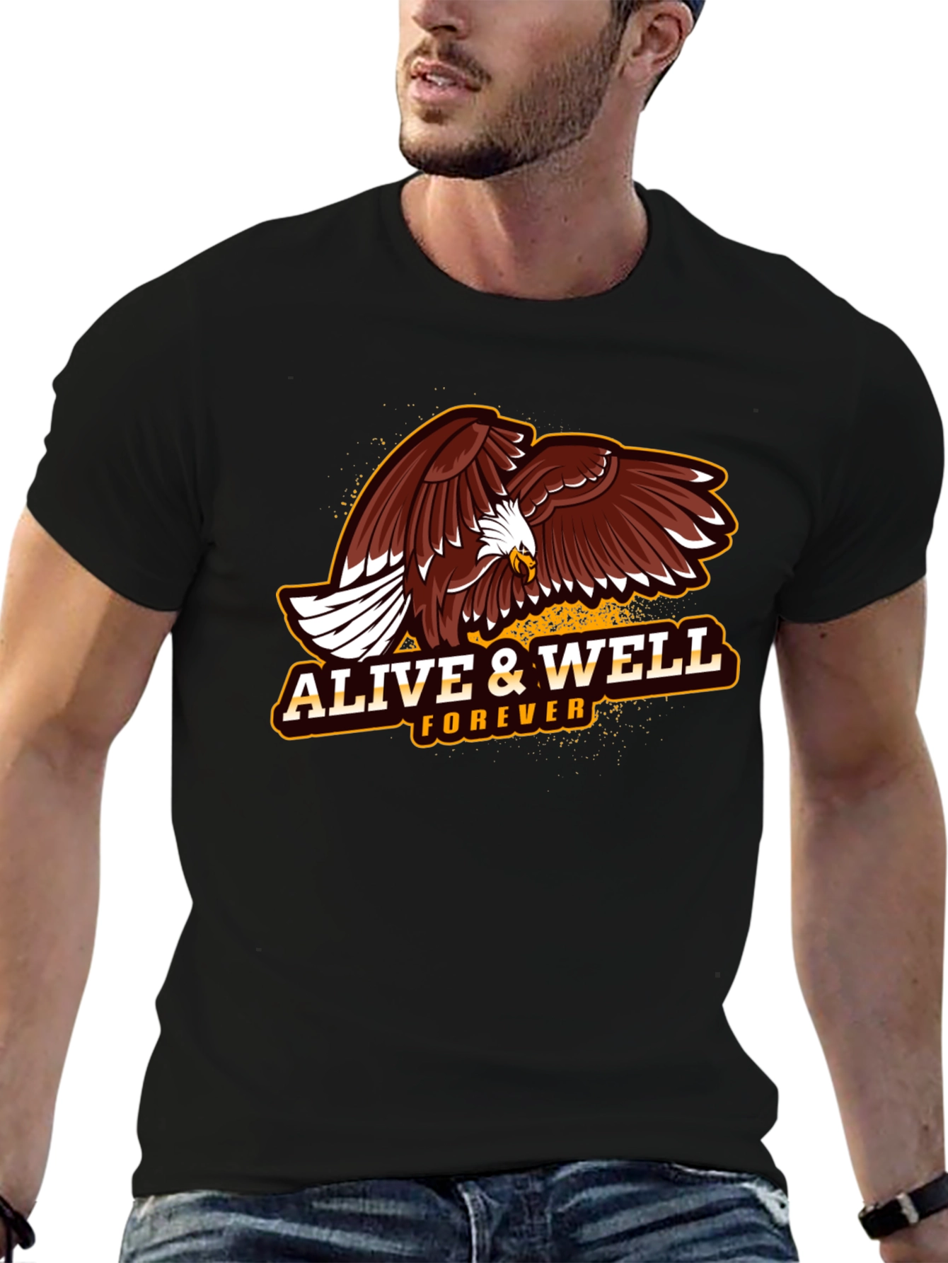 Alive & Well Eagle Graphic T-Shirt - Black