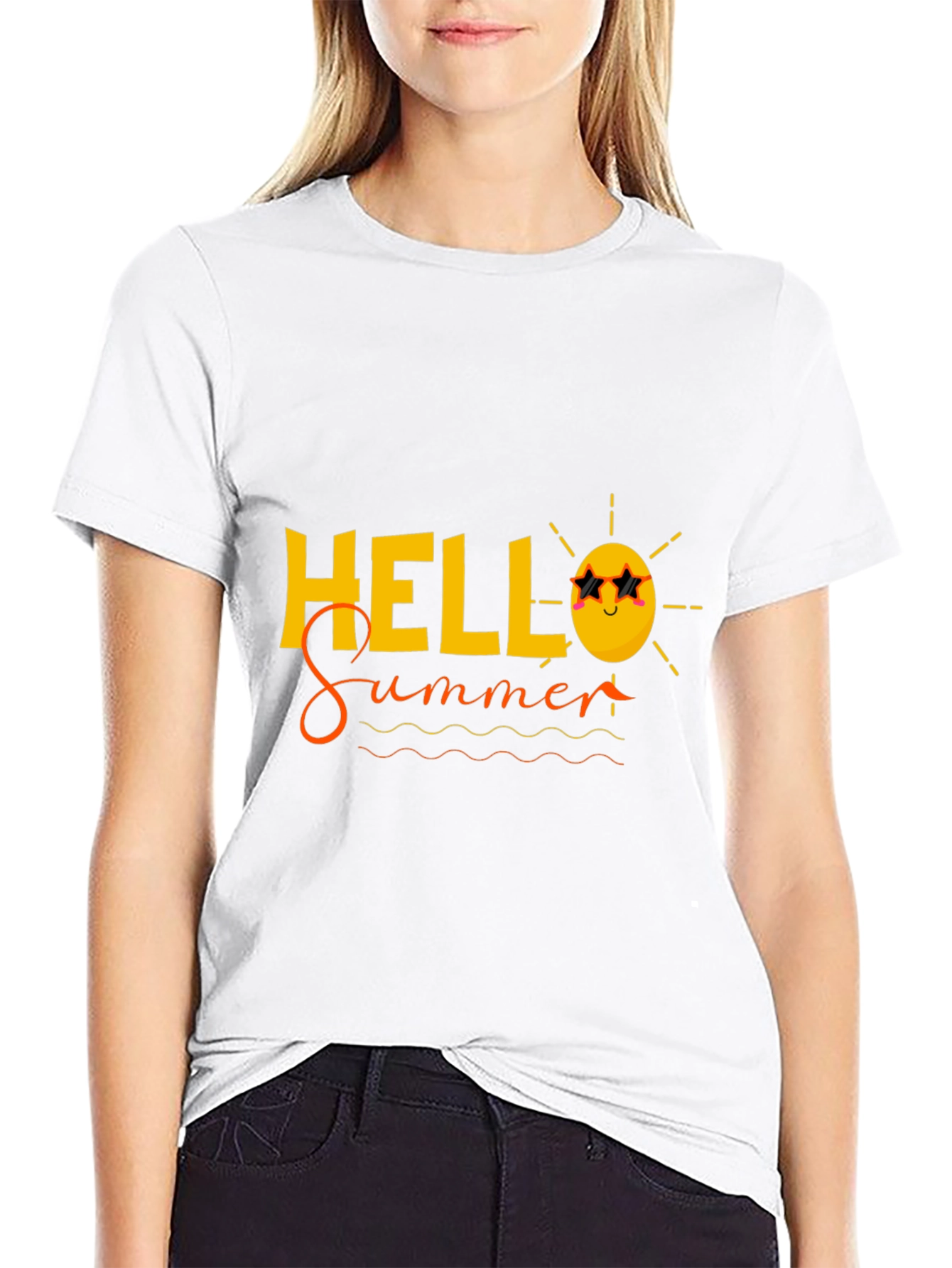 Hello Summer Black Graphic Tee