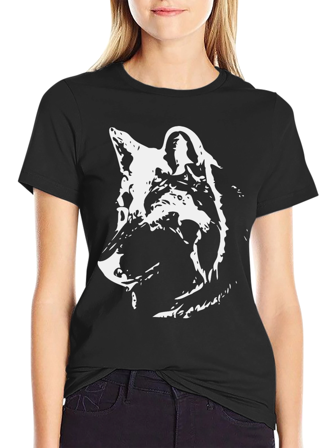 Wolf Graphic Print Black T-Shirt
