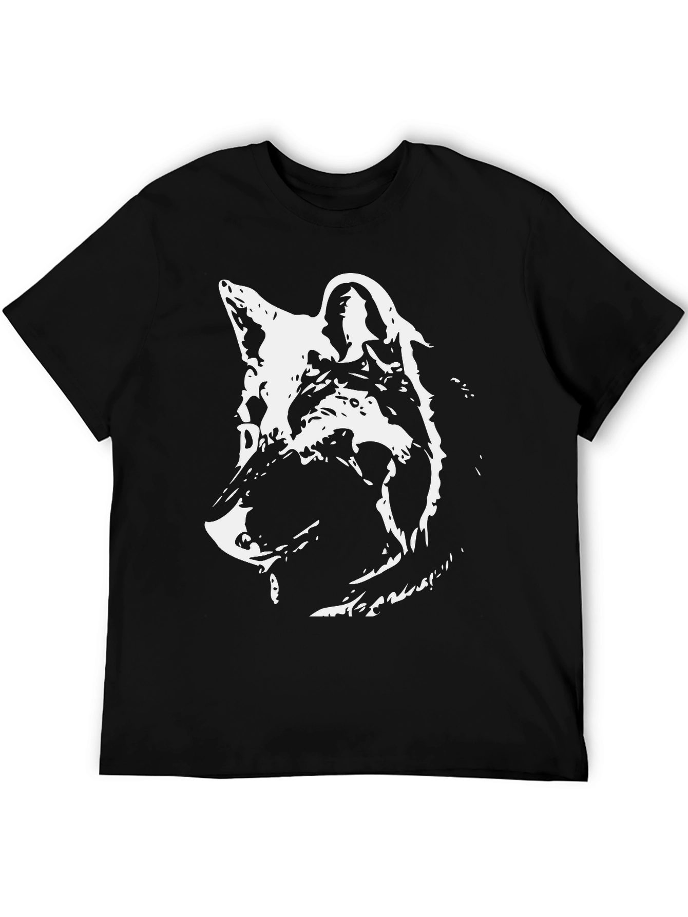 Wolf Graphic Print Black T-Shirt