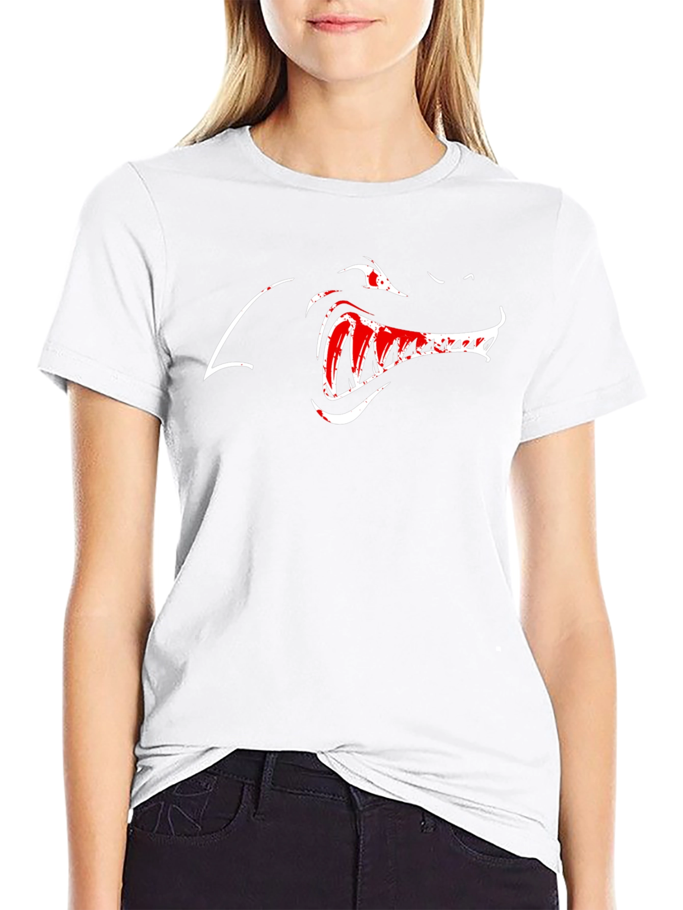 Shark Graphic Print Black Tee