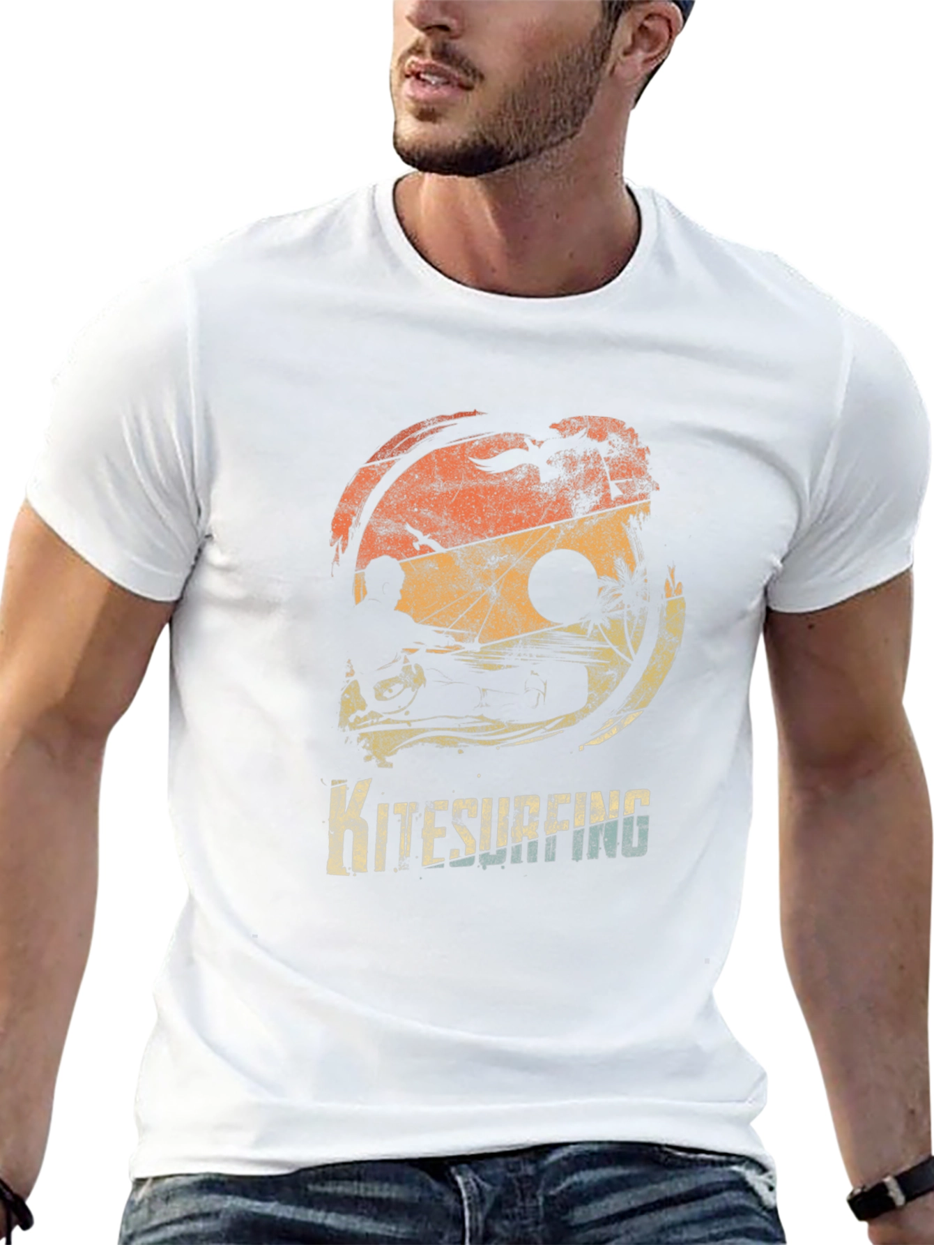 Kitesurfing Retro Sunset Graphic Tee