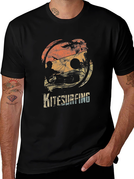 Kitesurfing Retro Sunset Graphic Tee