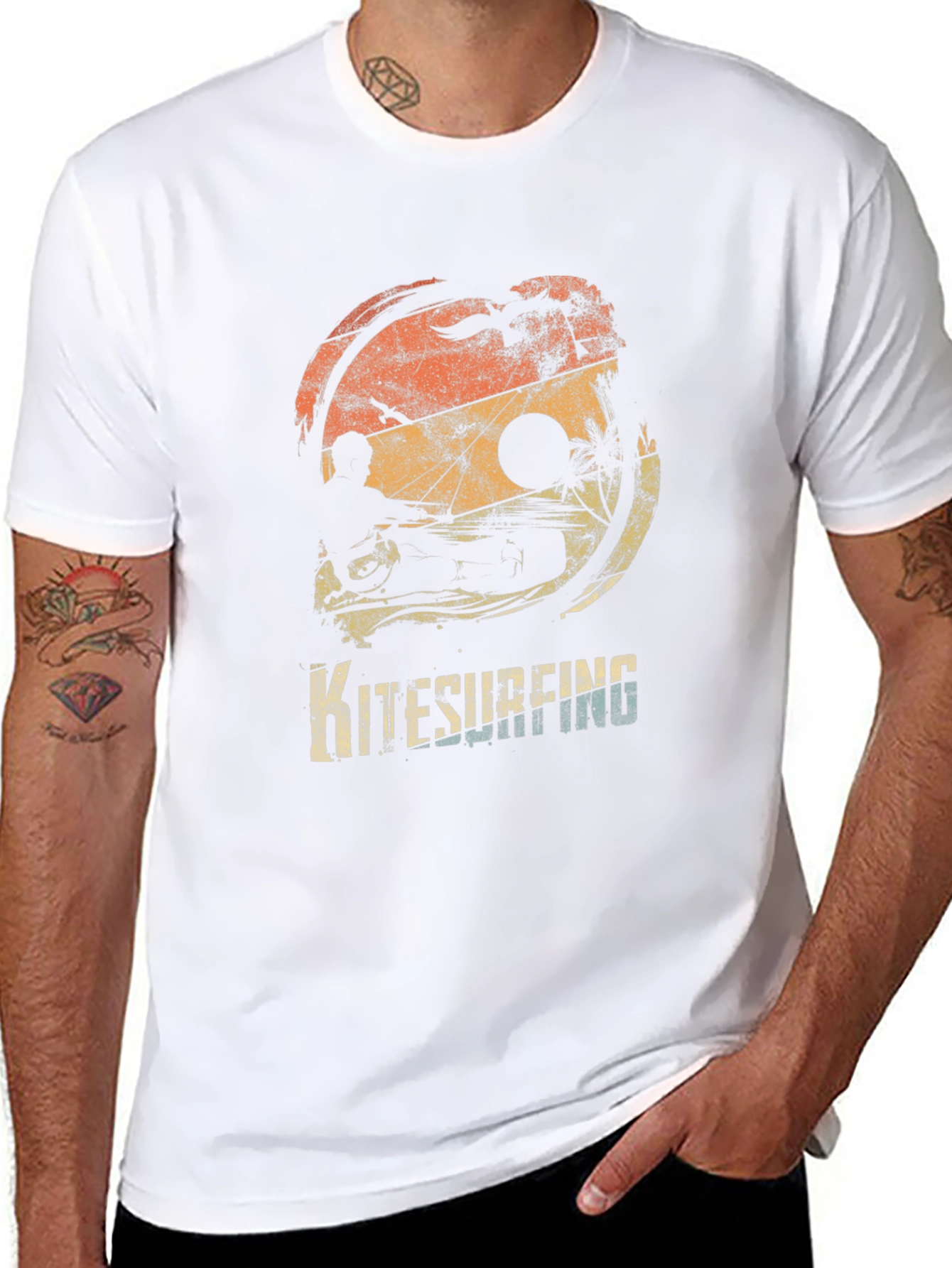 Kitesurfing Retro Sunset Graphic Tee