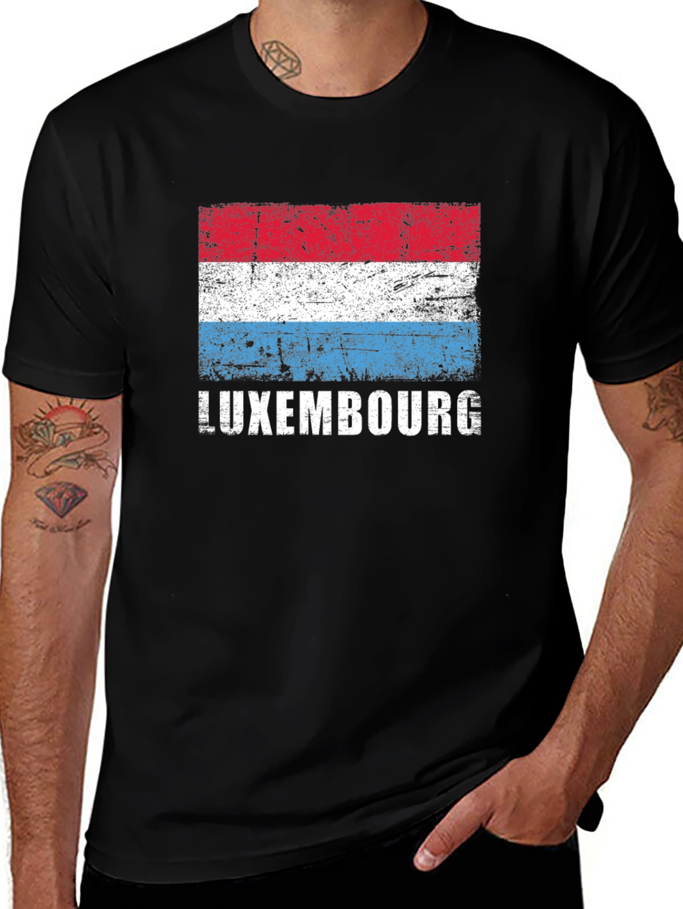 Luxembourg Flag T-Shirt - Distressed Design