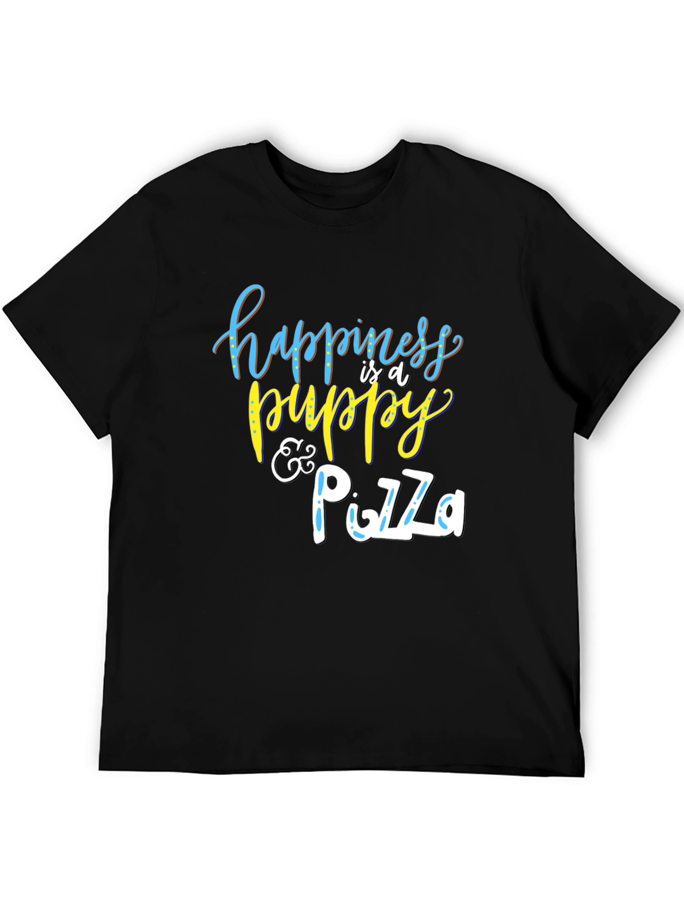 Happiness Puppy and Pizza Graphic T-Shirt
