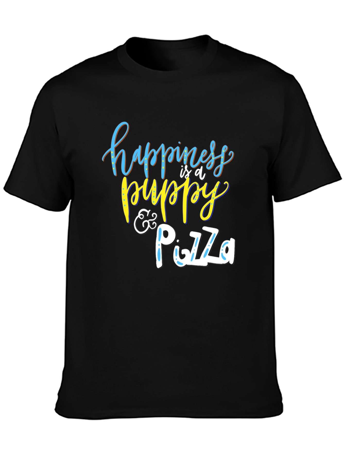 Happiness Puppy and Pizza Graphic T-Shirt