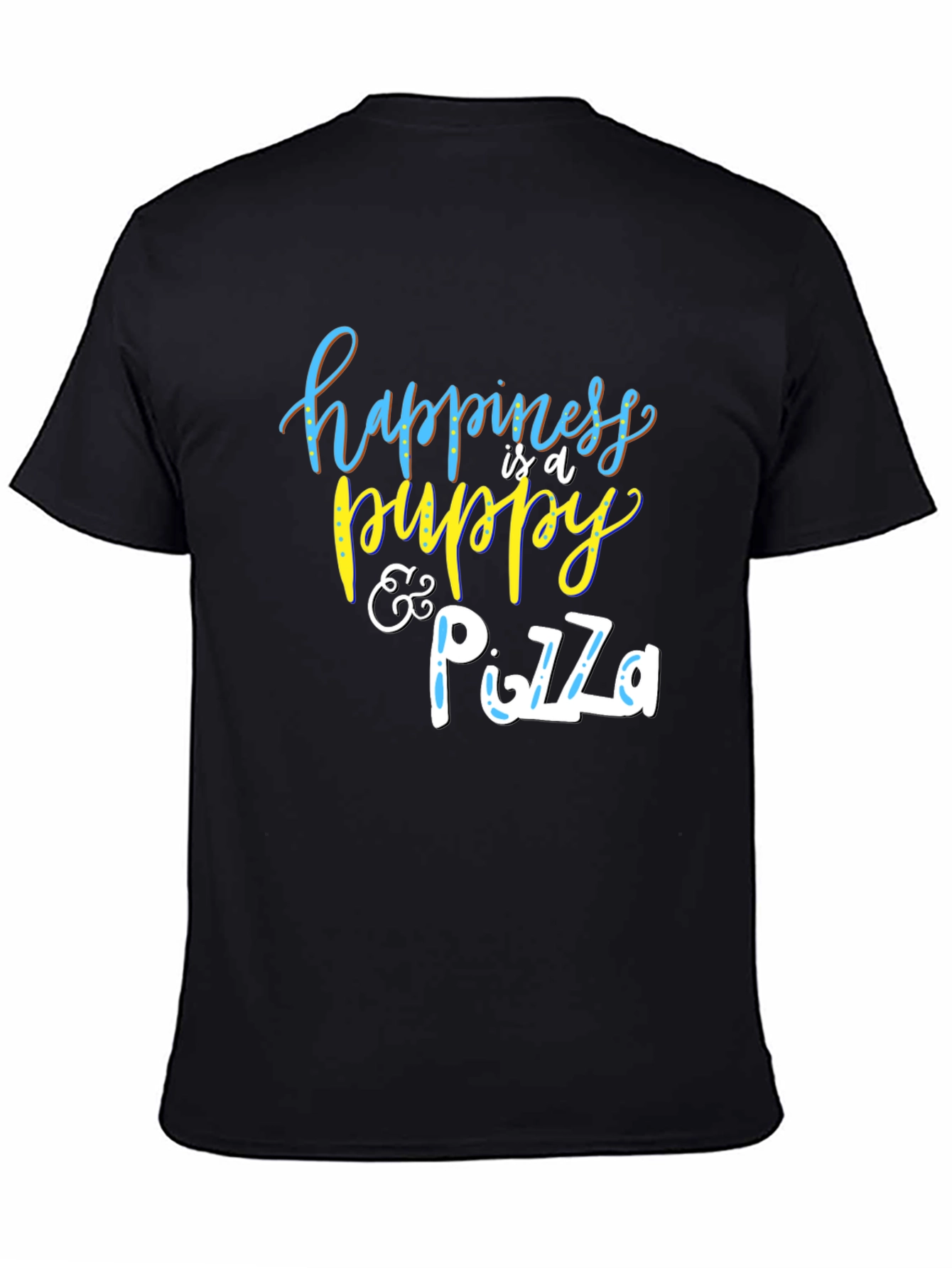 Happiness Puppy and Pizza Graphic T-Shirt