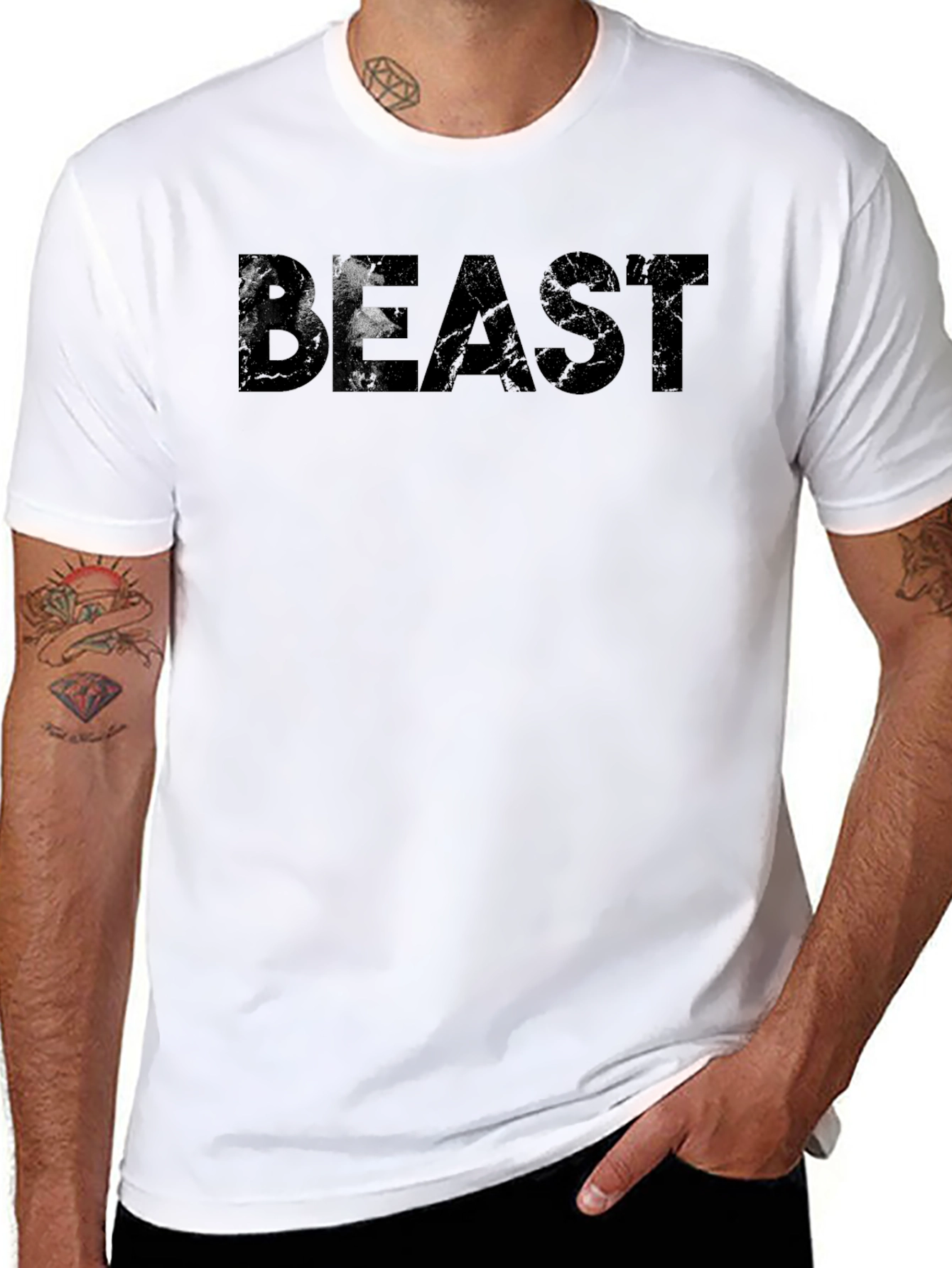 Beast Graphic Print Mens T-Shirt - Black