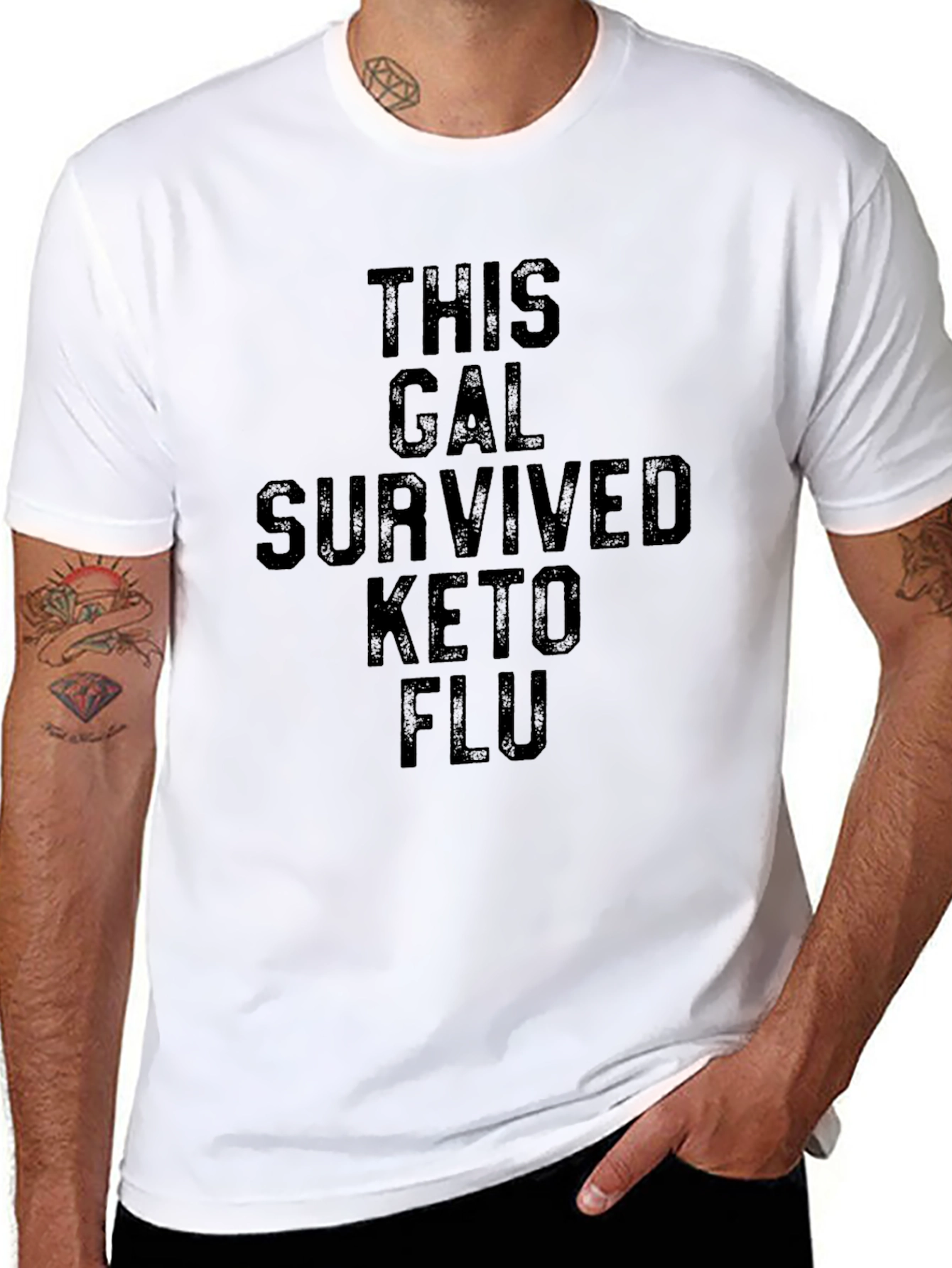 Keto Flu Survivor Black Graphic T-Shirt