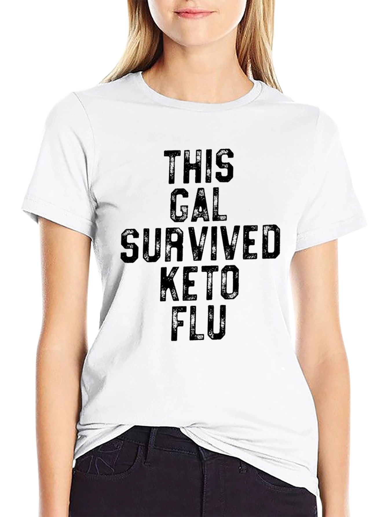 Keto Flu Survivor Black Graphic T-Shirt