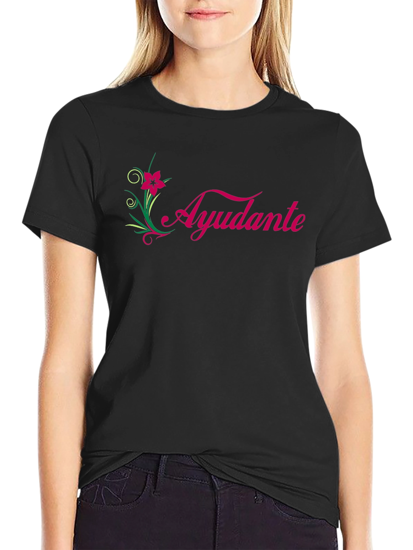 Ayudante Graphic Tee - Black Cotton T-Shirt
