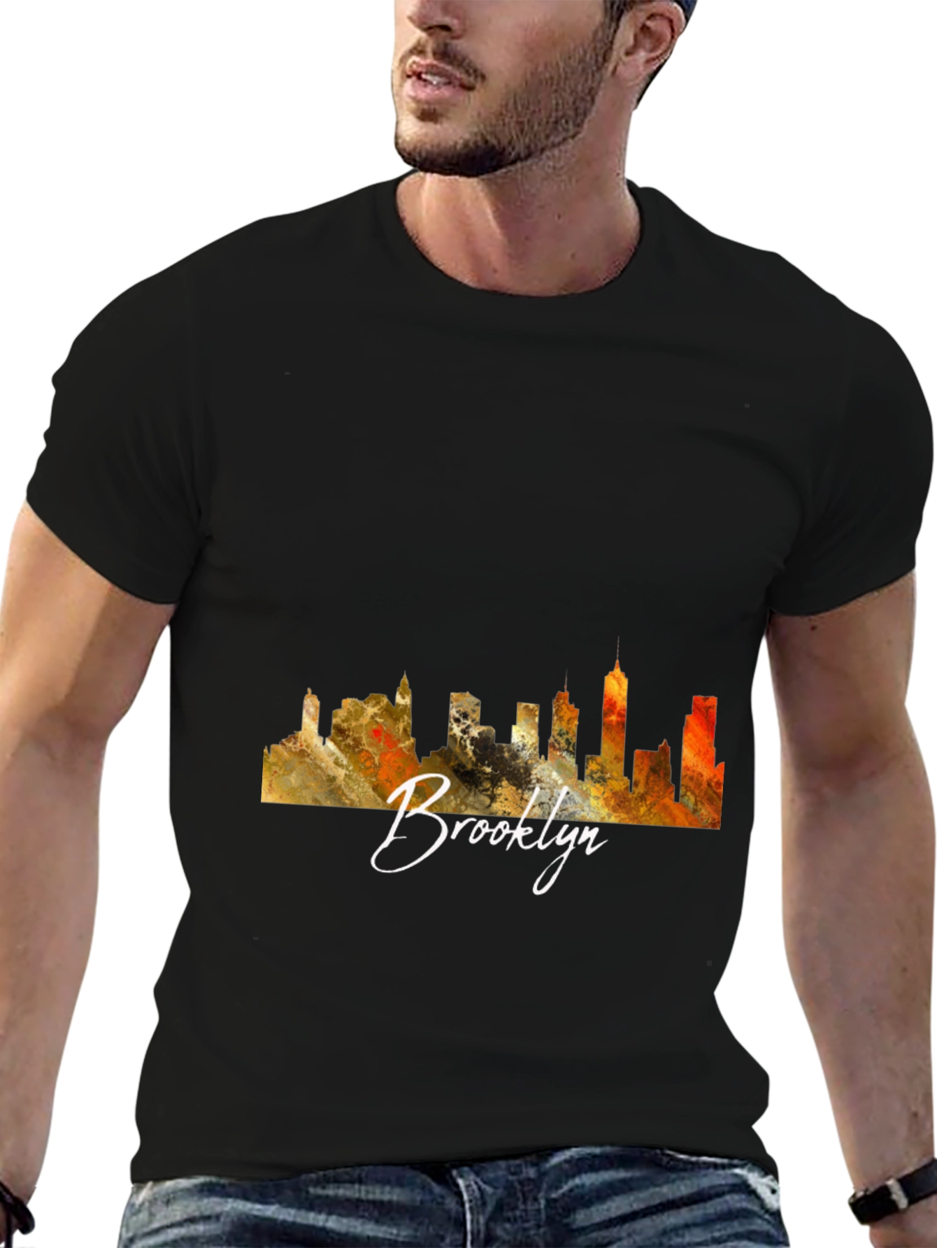 Brooklyn Skyline Graphic Black T-Shirt