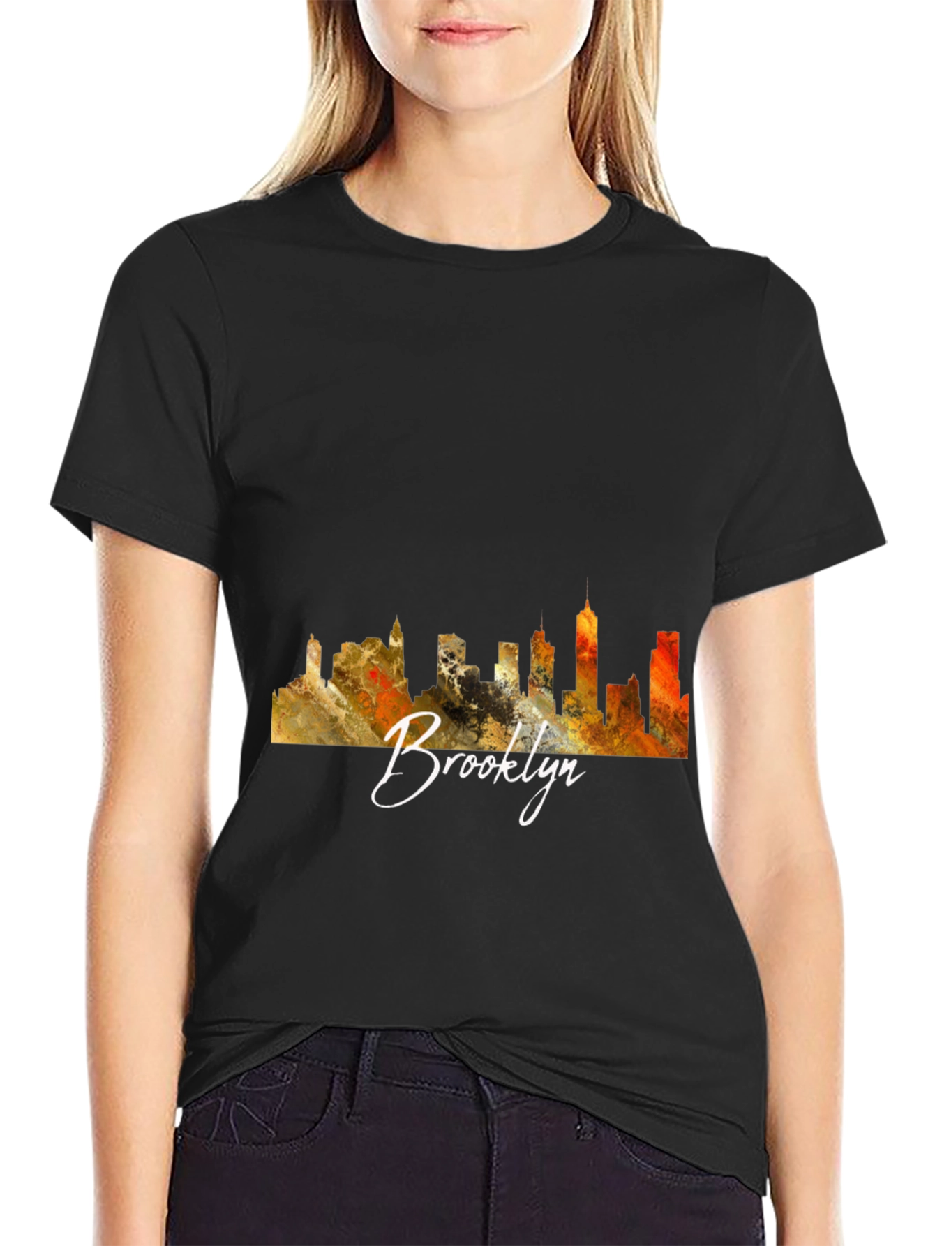 Brooklyn Skyline Graphic Black T-Shirt