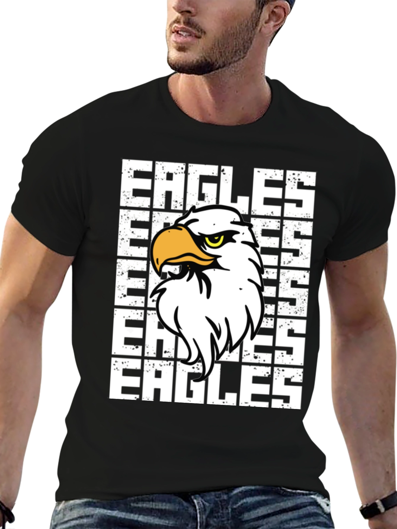 Eagles Graphic Print Black T-Shirt