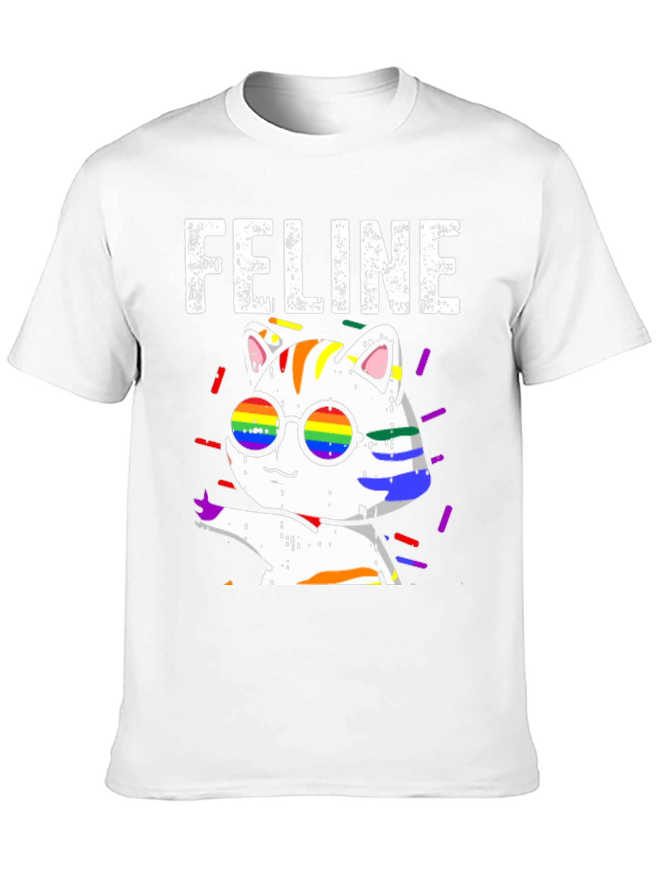 Feline Pride T-Shirt - Rainbow Cat