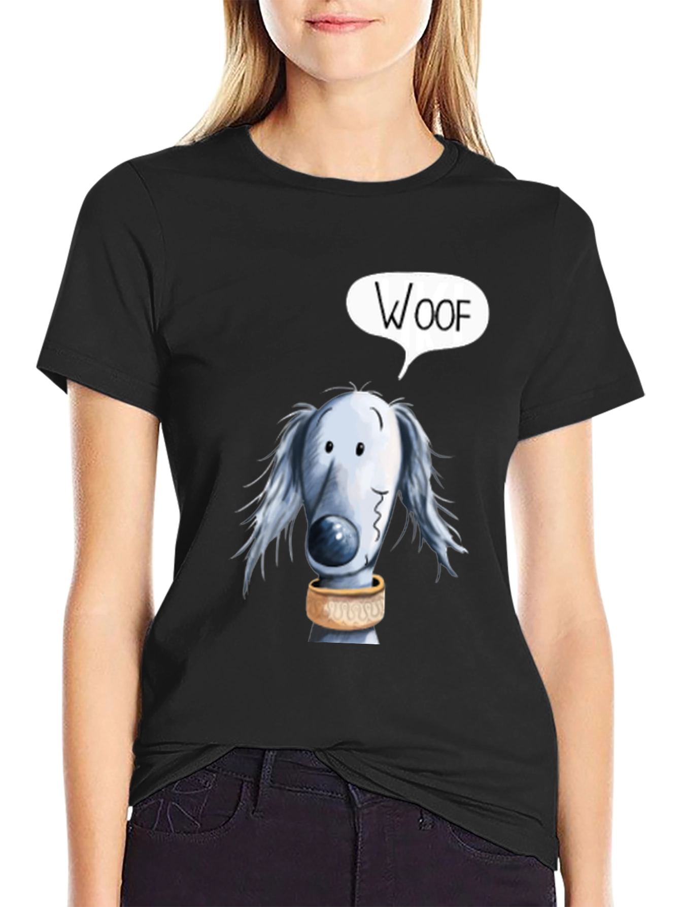 Woof Dog Graphic Black T-Shirt