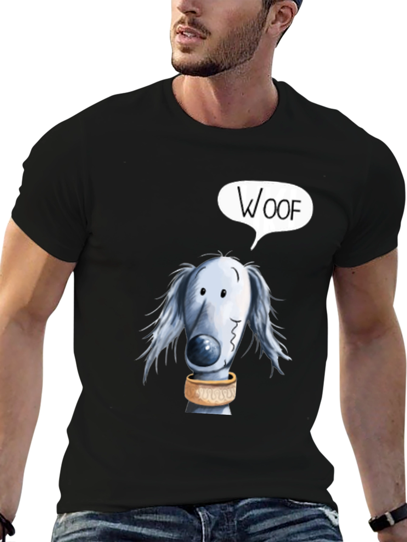 Woof Dog Graphic Black T-Shirt