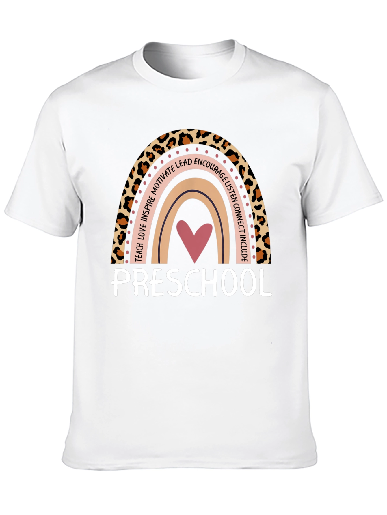 Preschool Teacher Rainbow Leopard Print T-Shirt