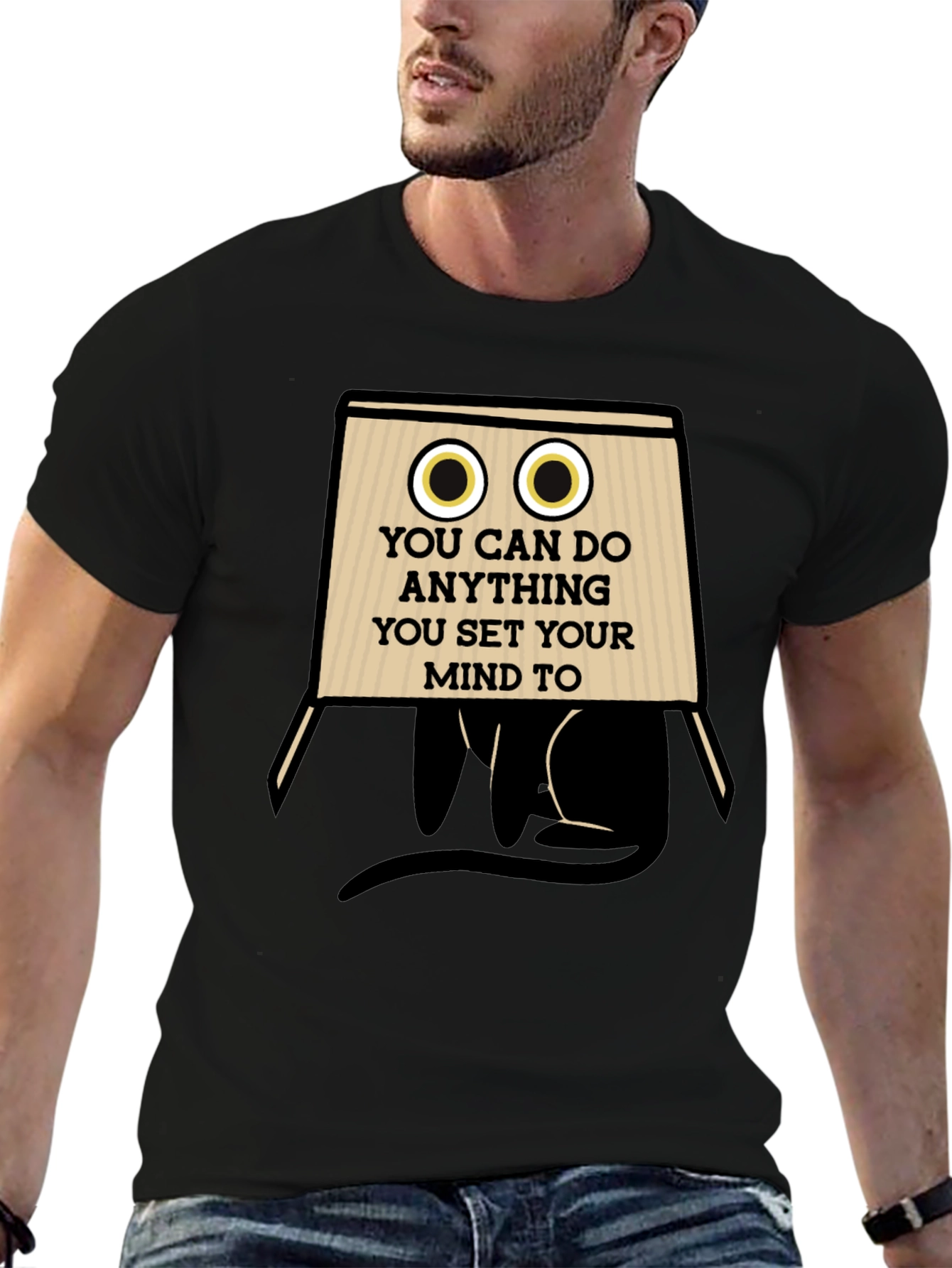 Motivational Cat Cardboard Box T-Shirt