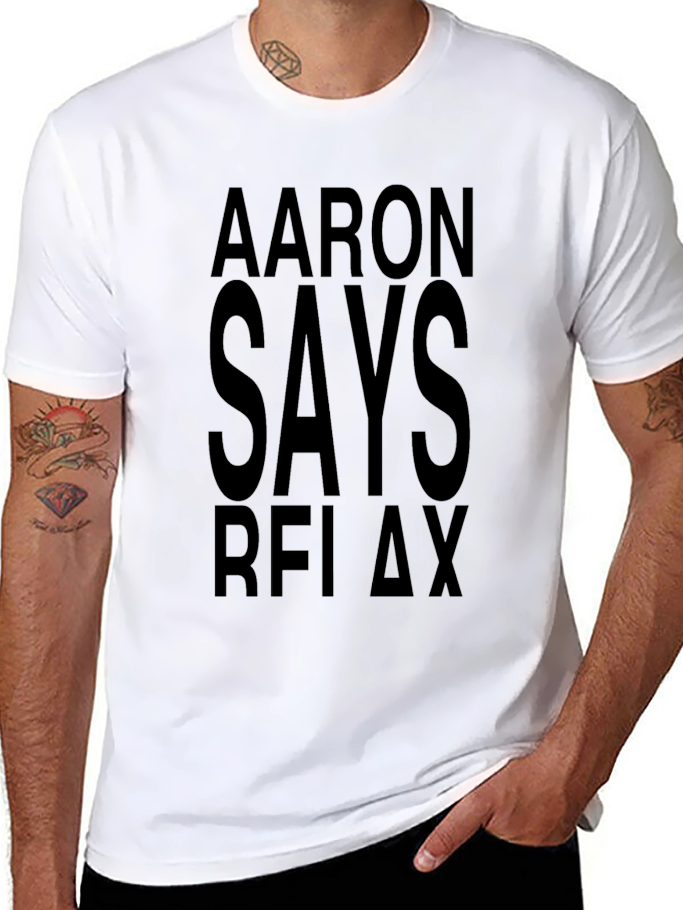 Aaron Says Relax Black T-Shirt