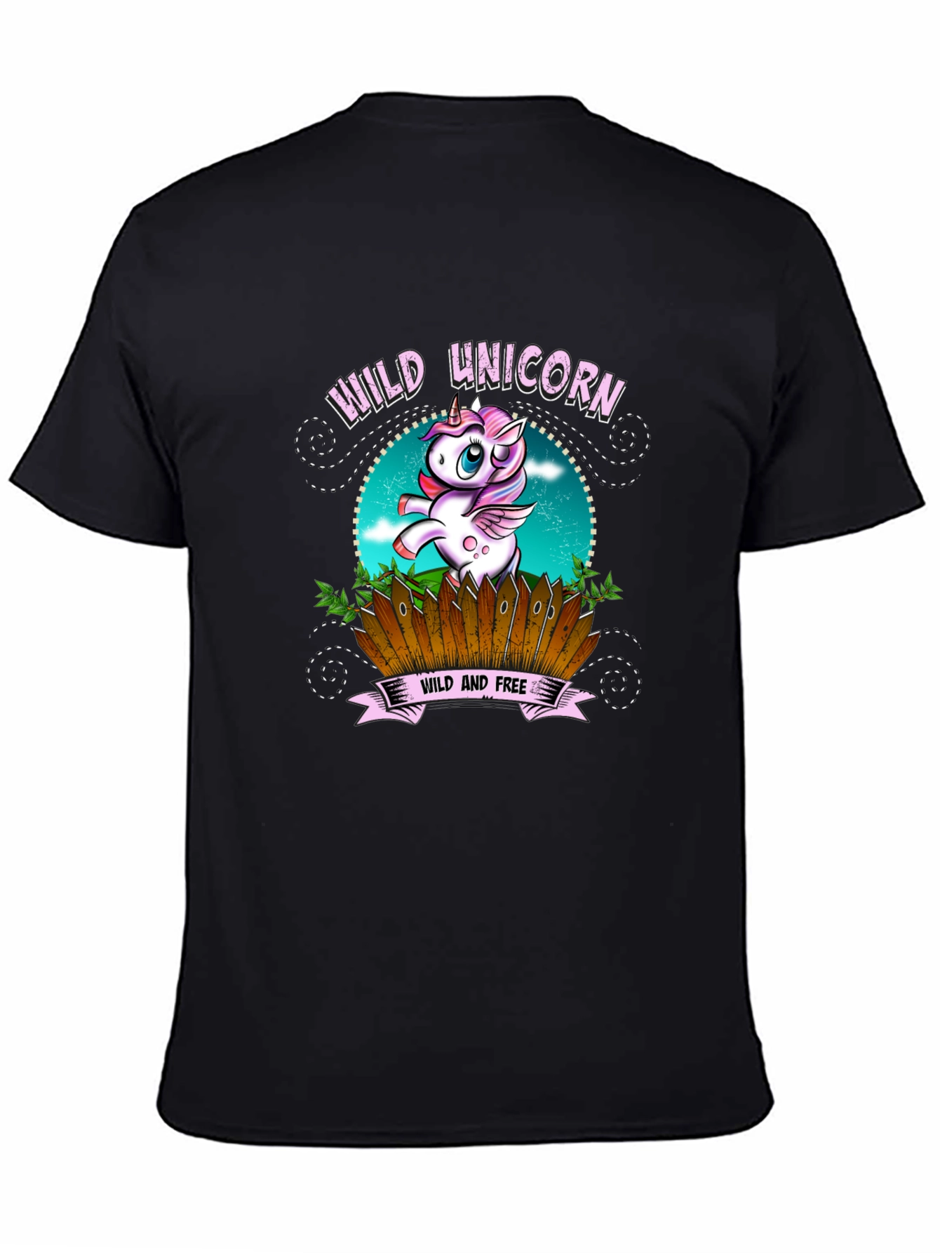 Wild Unicorn Black Graphic T-Shirt