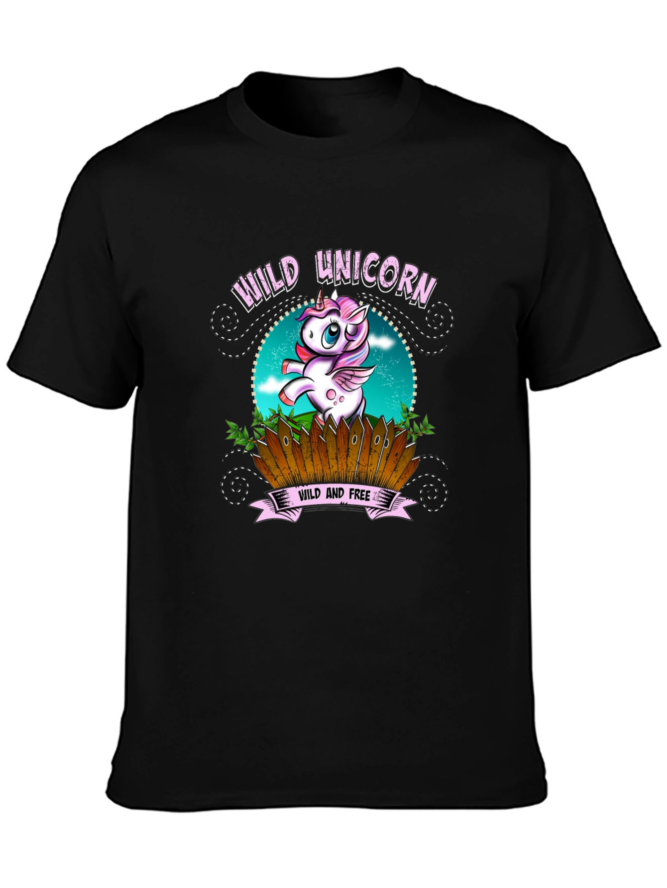 Wild Unicorn Black Graphic T-Shirt