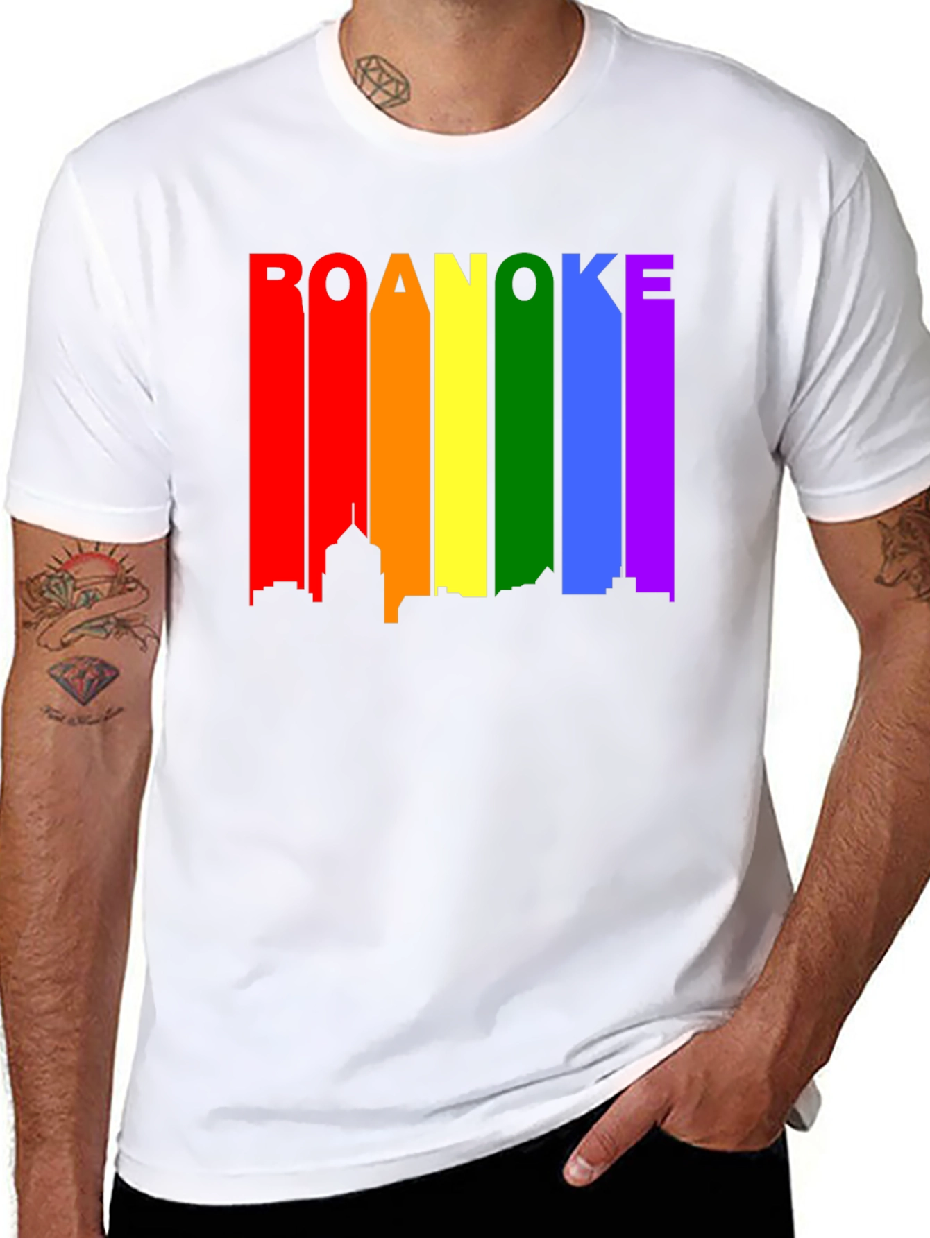 Roanoke Pride T-Shirt - Rainbow Skyline