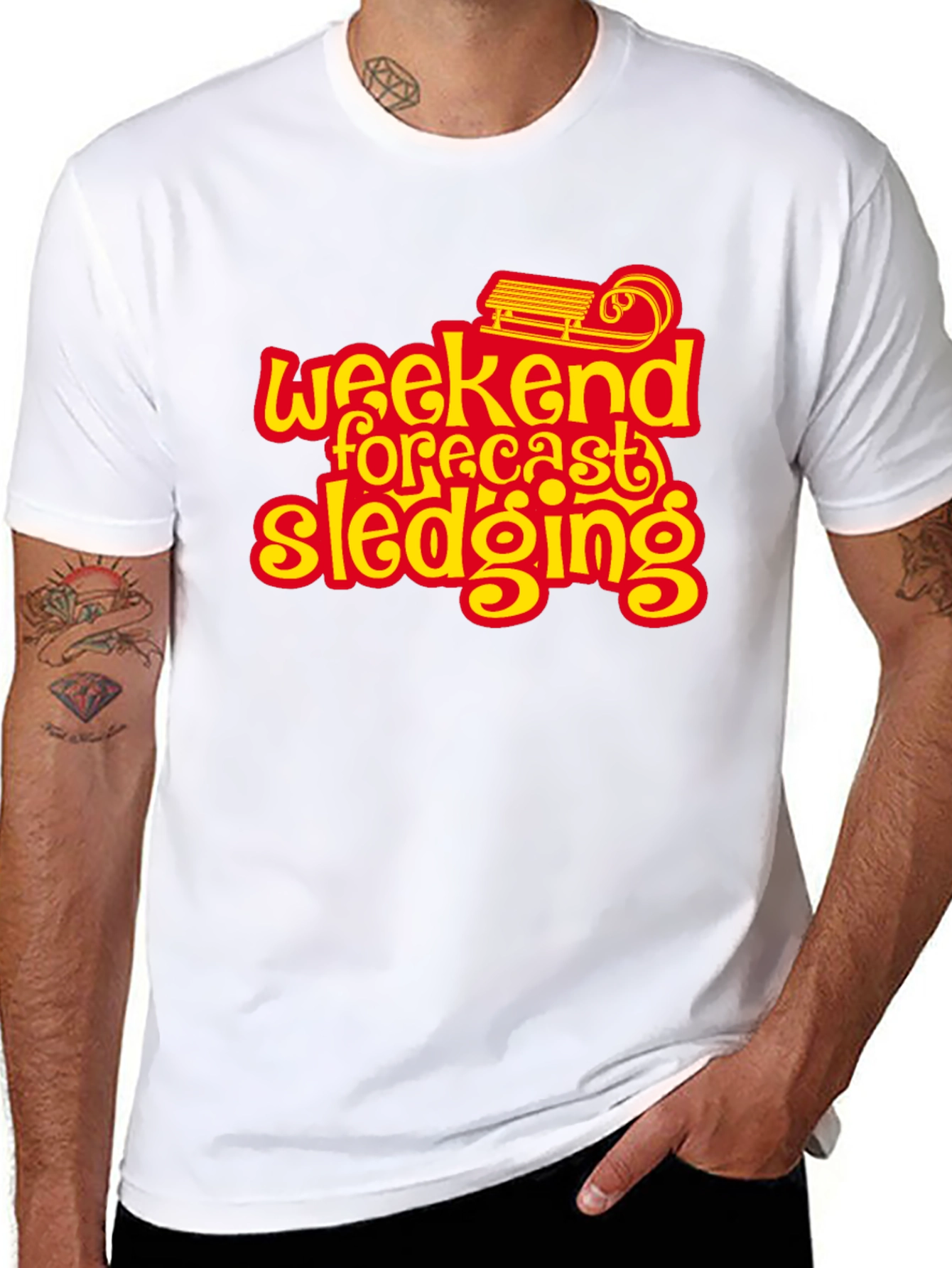 Weekend Forecast Sledging Graphic Tee