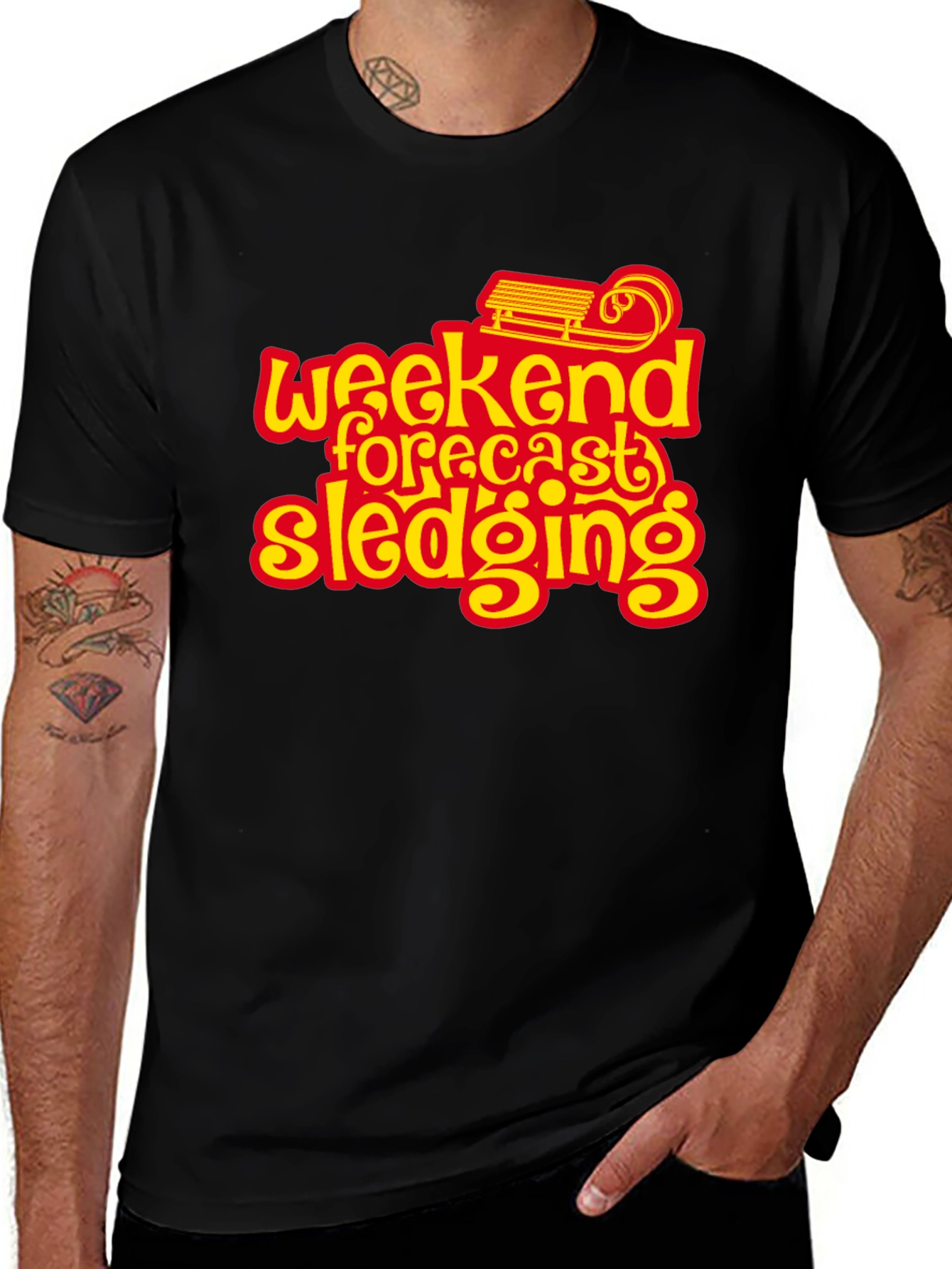 Weekend Forecast Sledging Graphic Tee
