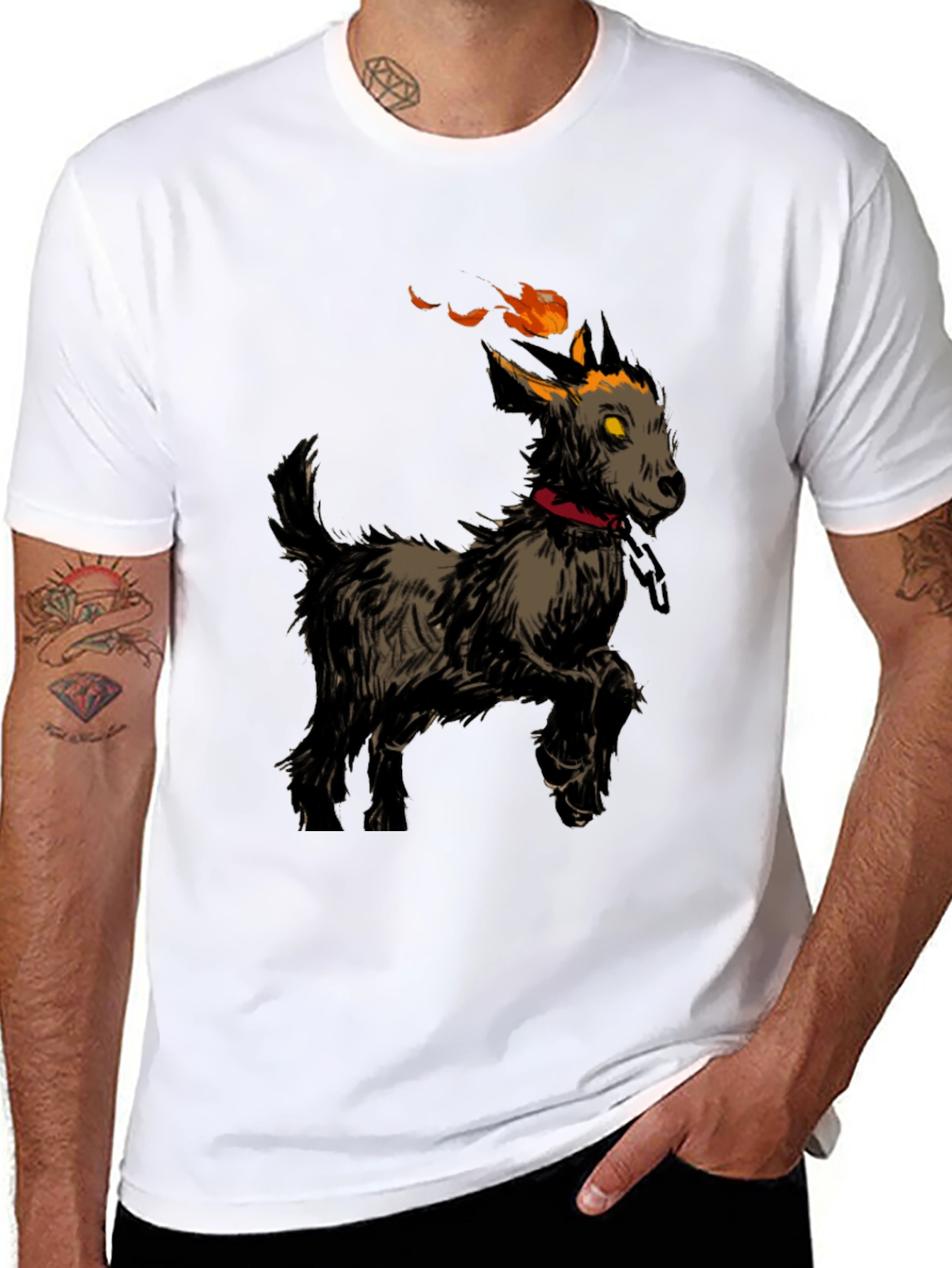 Fiery Goat Graphic Tee - Black Cotton