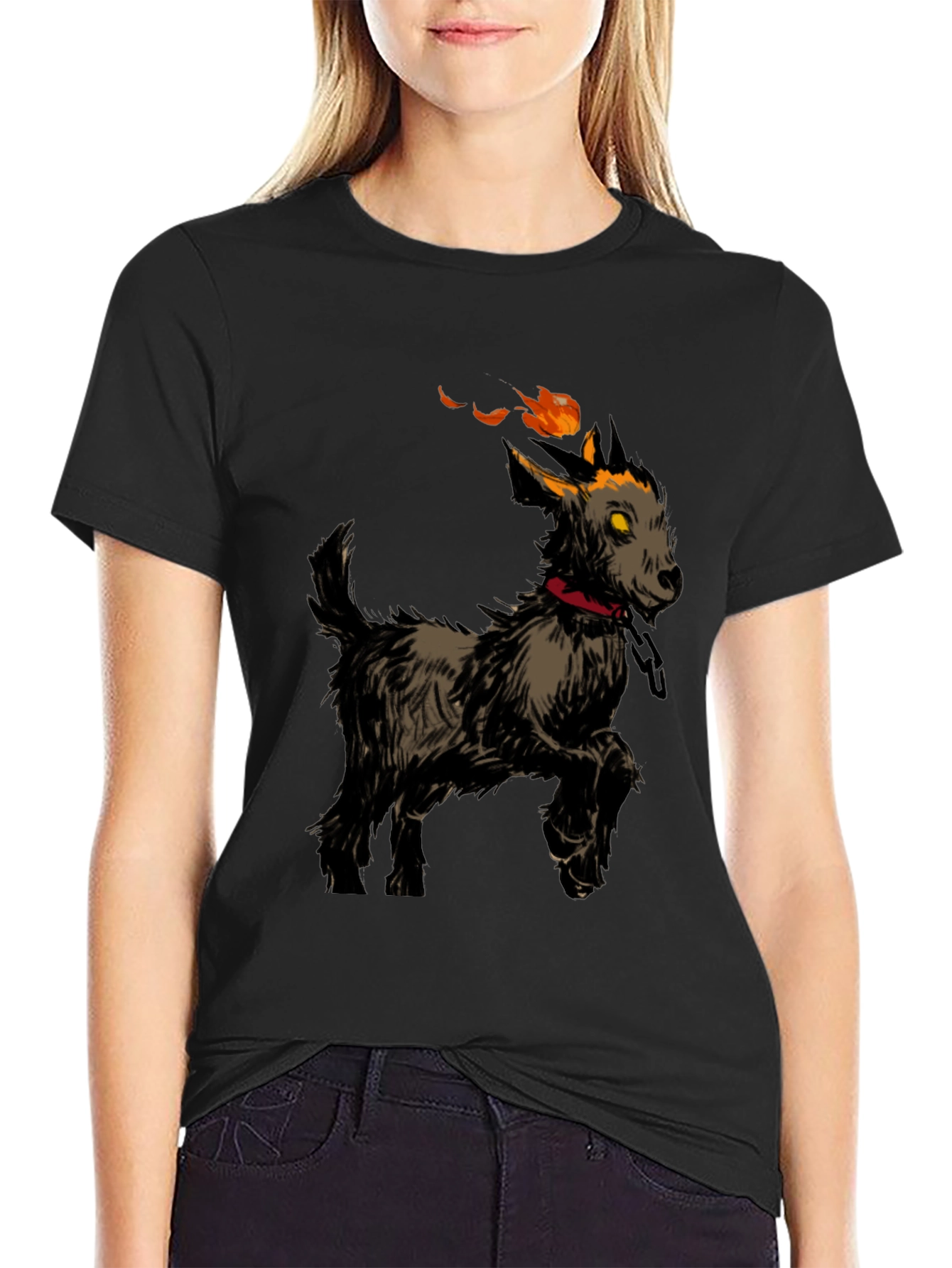 Fiery Goat Graphic Tee - Black Cotton