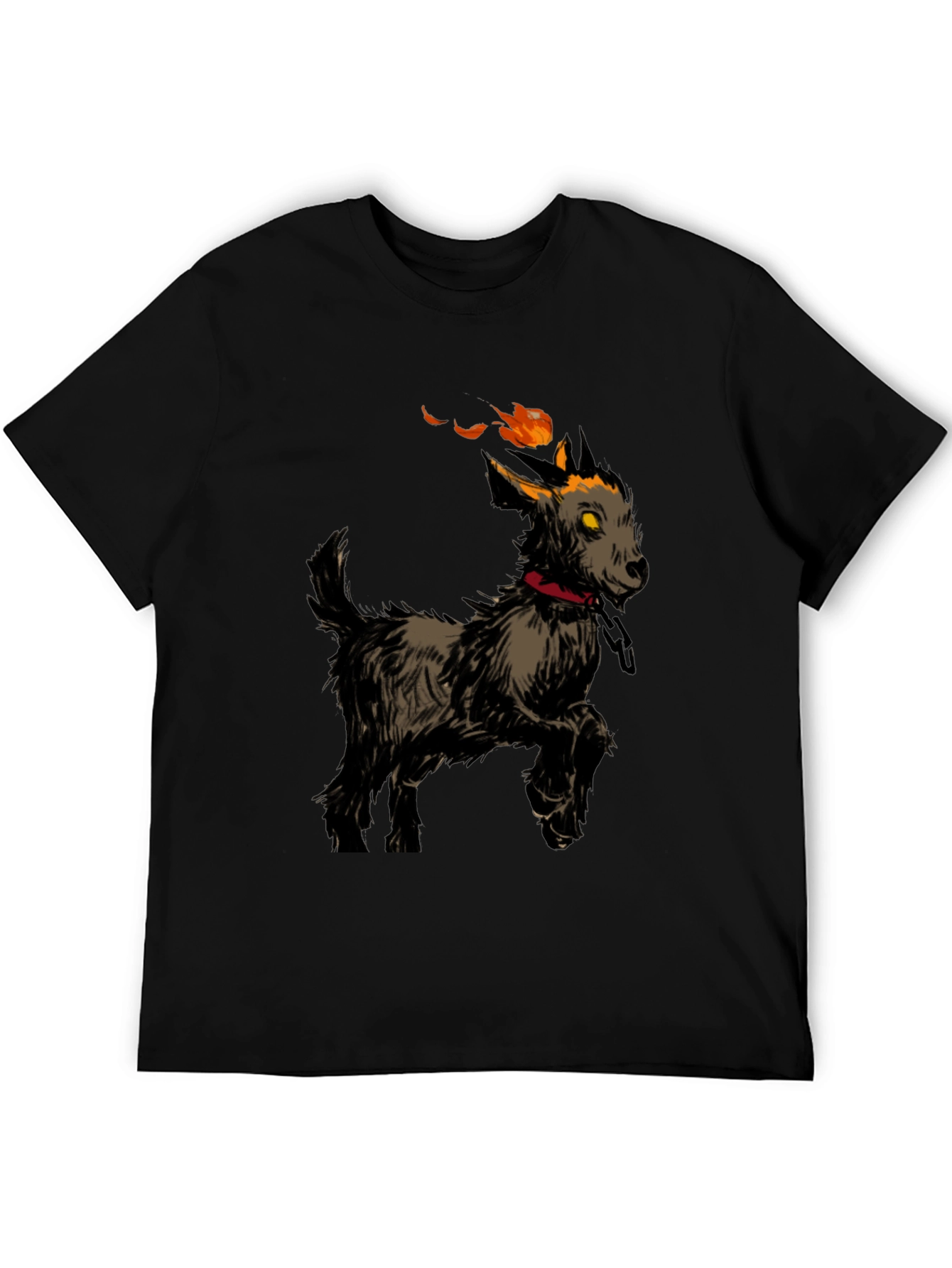 Fiery Goat Graphic Tee - Black Cotton