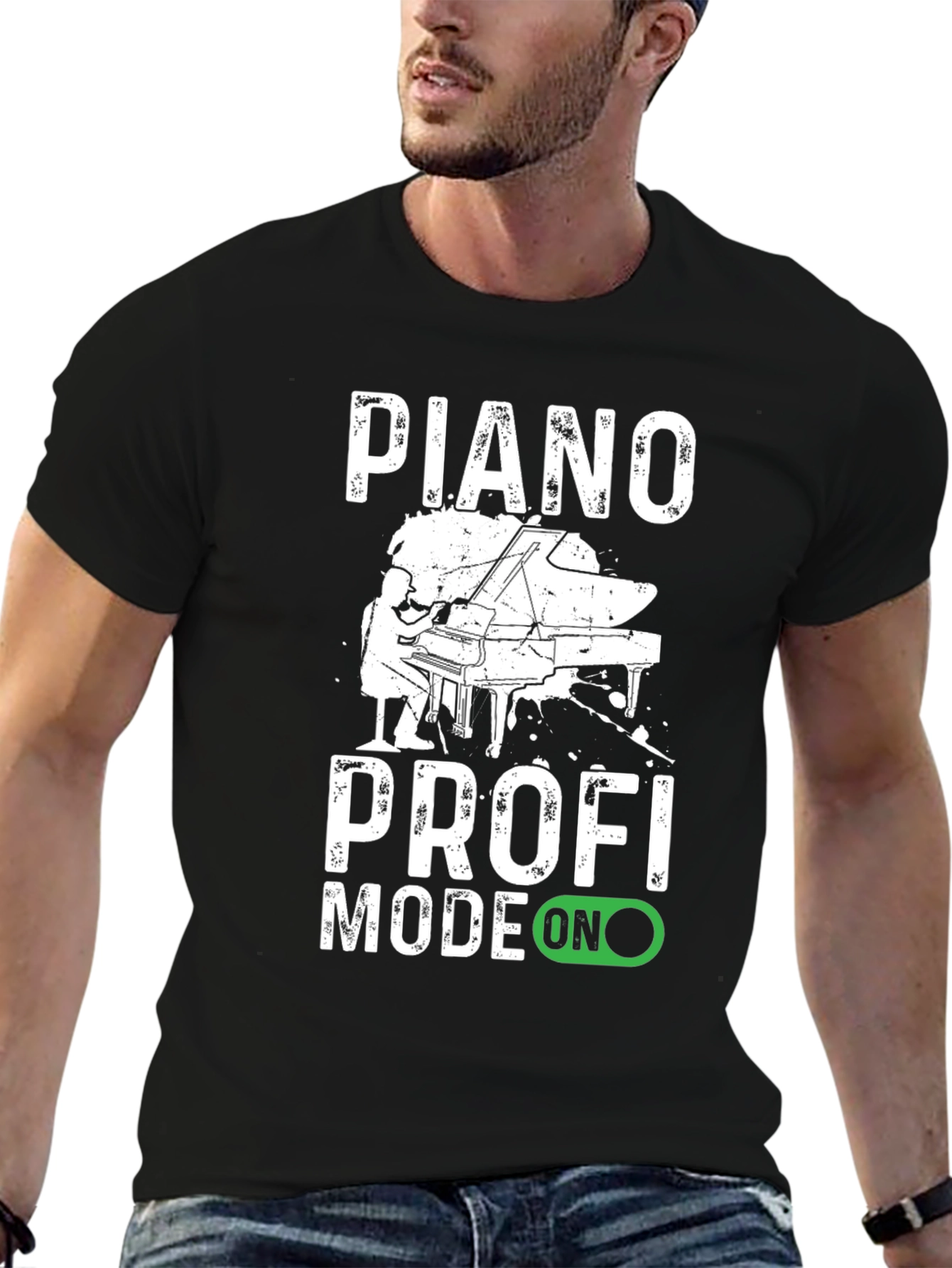 Piano Profi Mode On Black T-Shirt