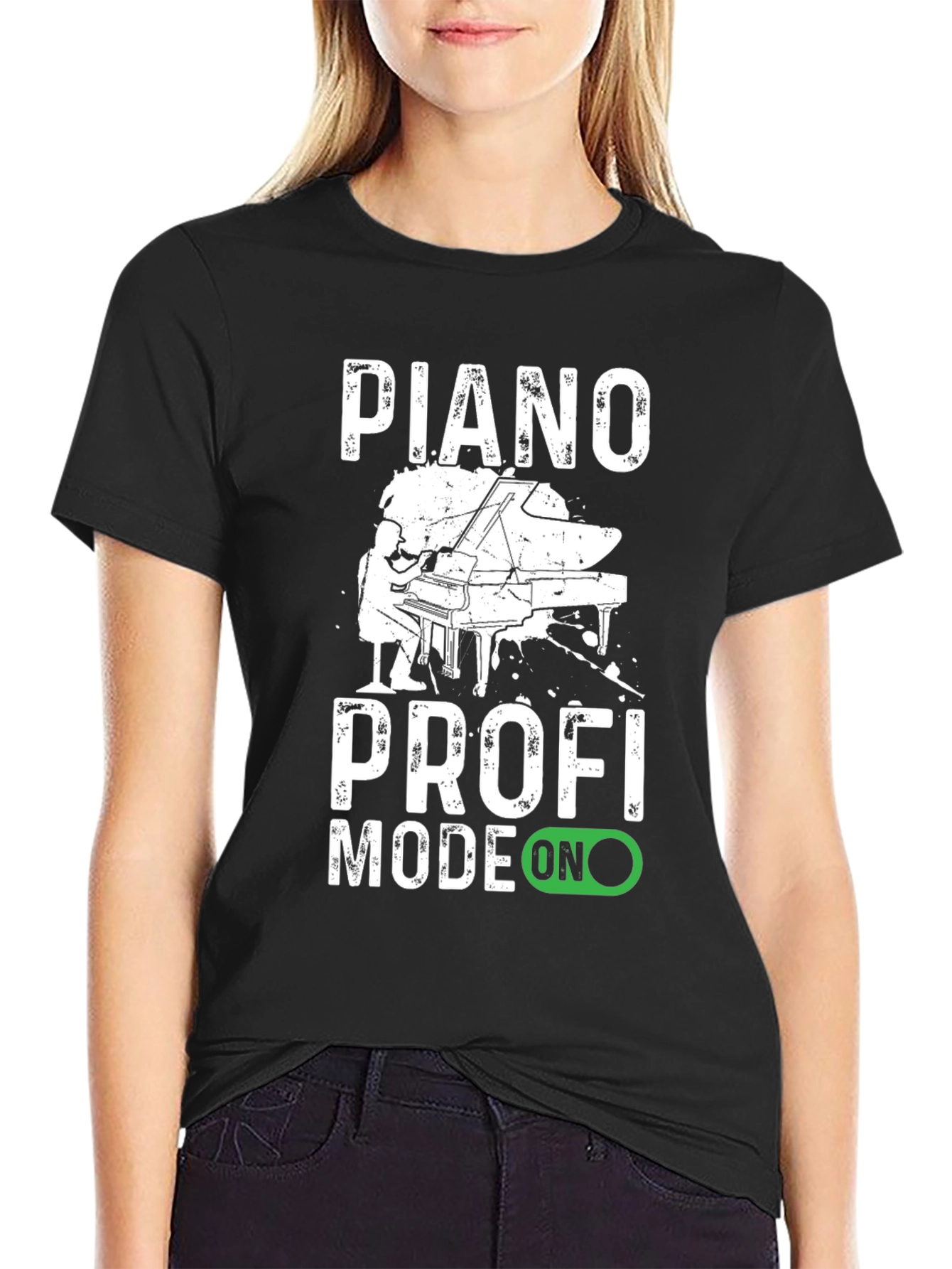 Piano Profi Mode On Black T-Shirt