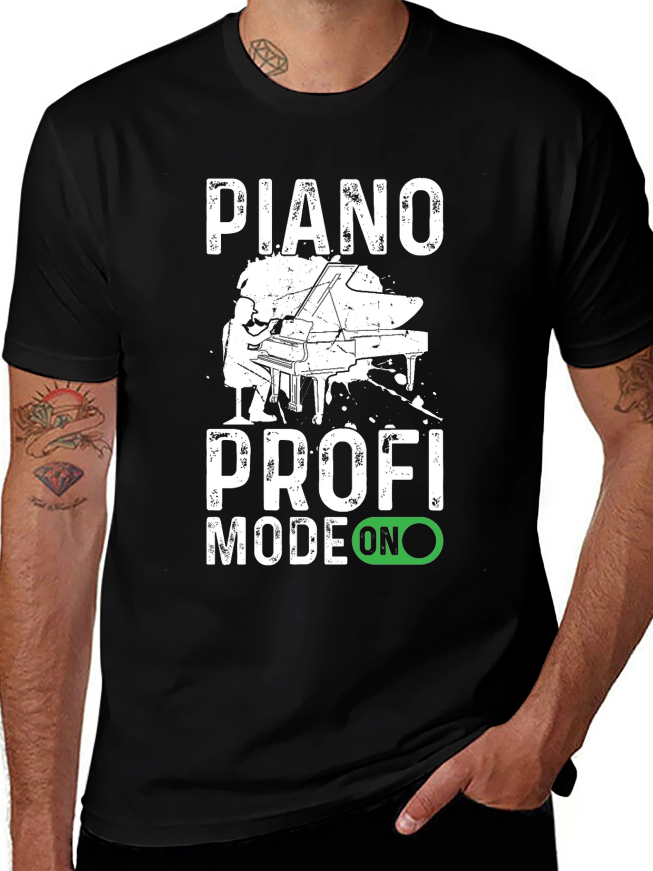 Piano Profi Mode On Black T-Shirt