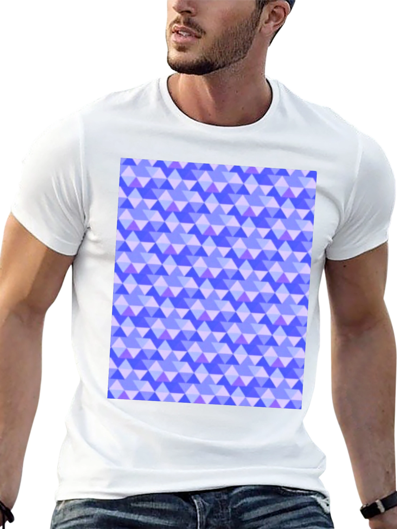 Blue Triangle Pattern T-Shirt