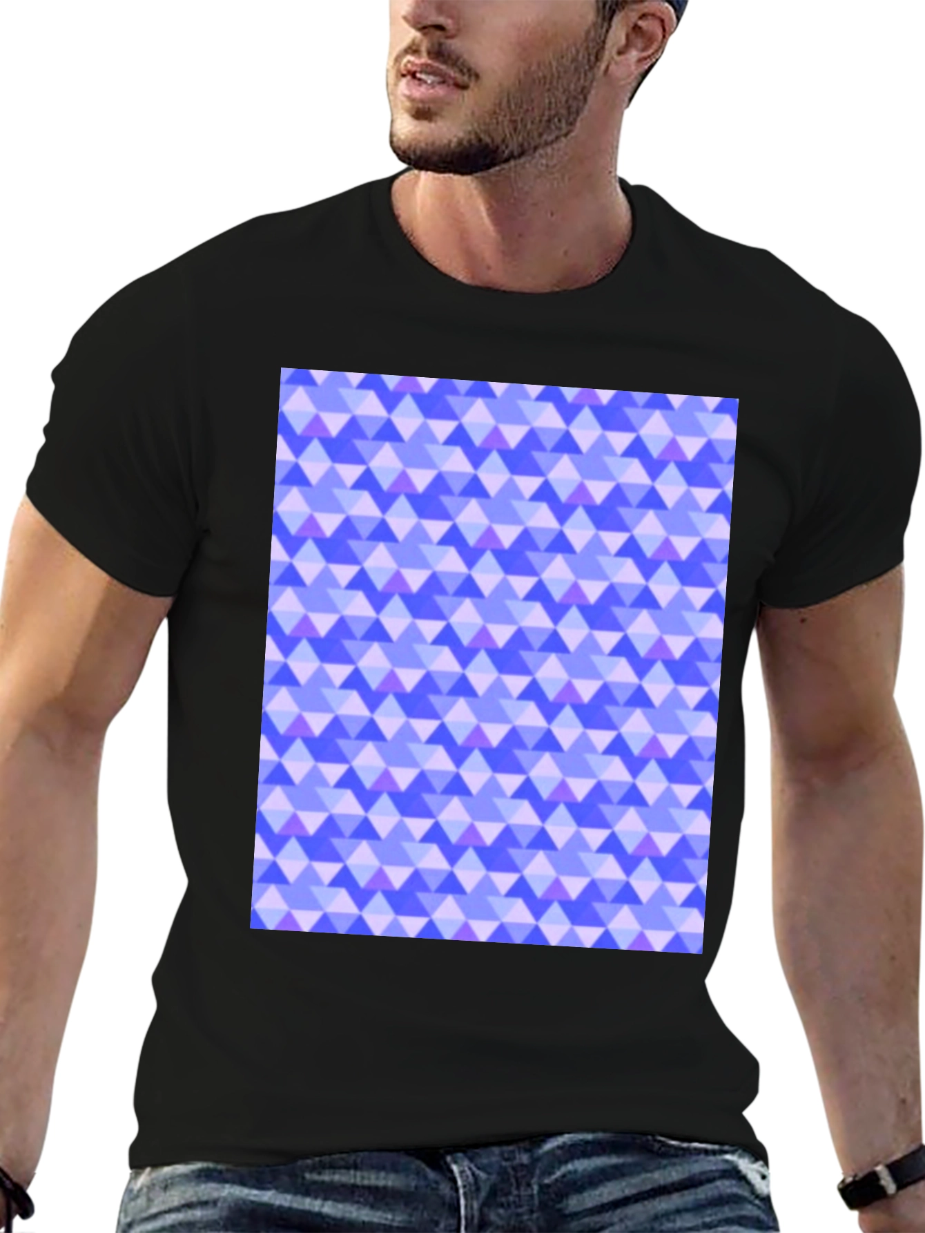 Blue Triangle Pattern T-Shirt