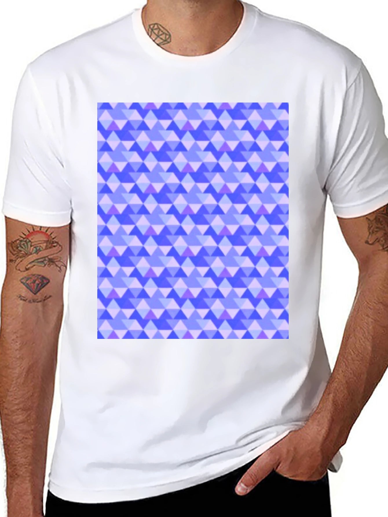 Blue Triangle Pattern T-Shirt