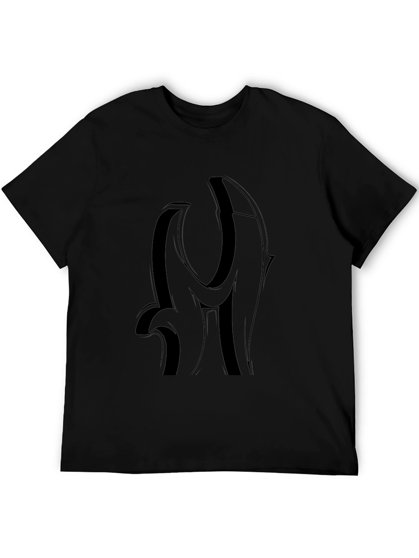 Bold Black Graphic Tee - Modern Letter Design