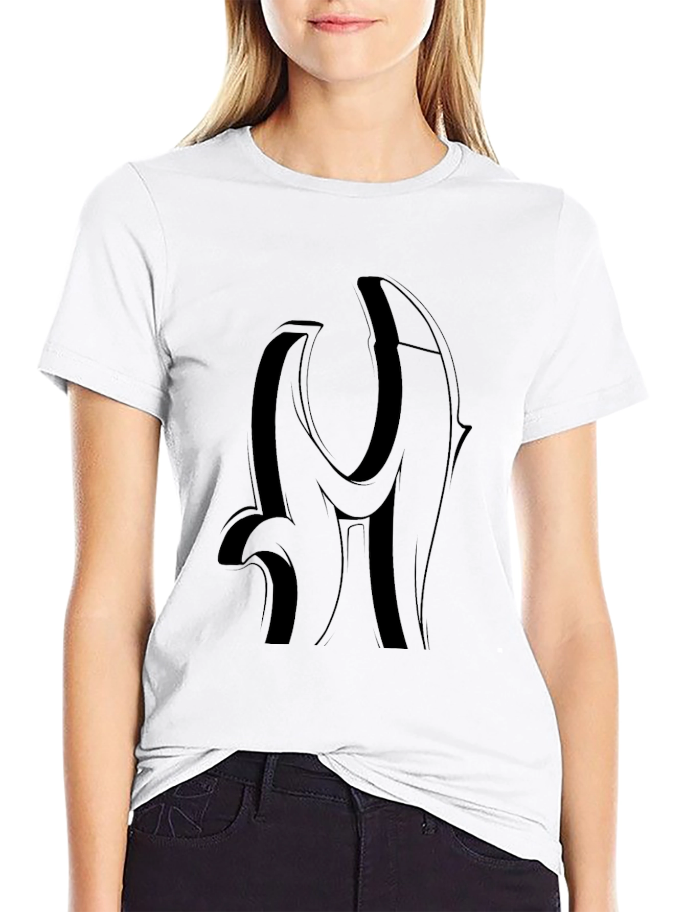 Bold Black Graphic Tee - Modern Letter Design