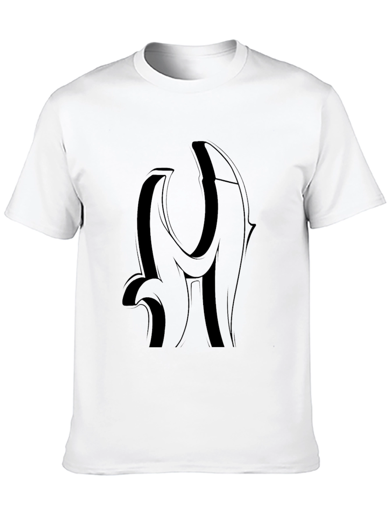 Bold Black Graphic Tee - Modern Letter Design